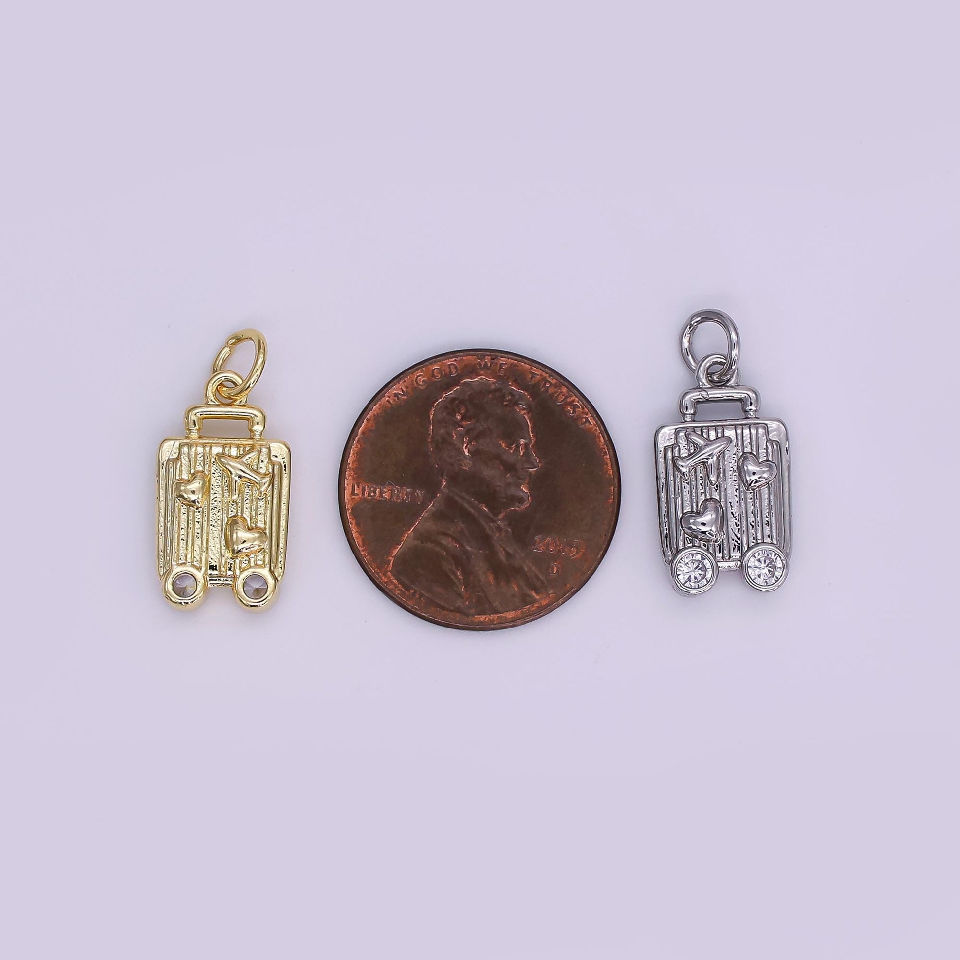Mini Gold Luggage Charms Dainty Gold Travel Pendant Silver Baggage Claim Charm for Necklace Bracelet Jewelry Making Supply AJ343