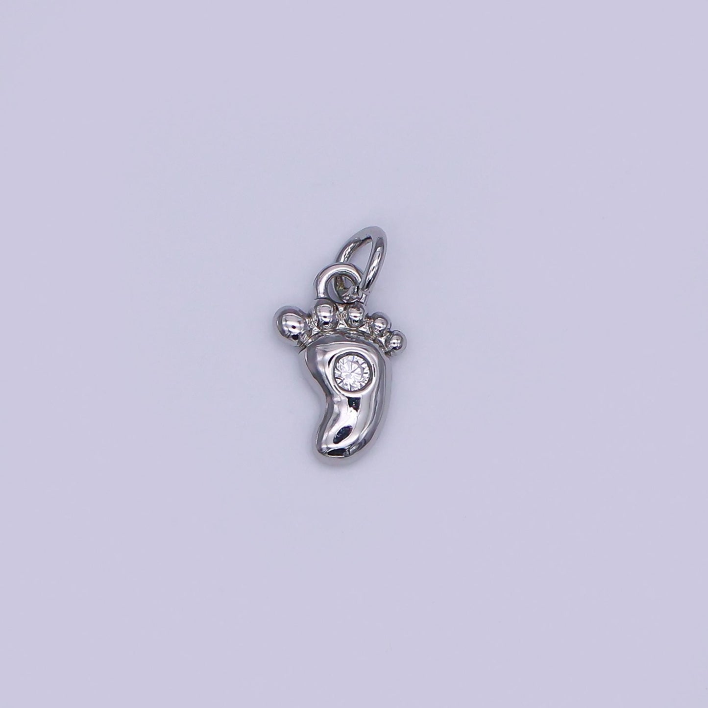 Mini 24K Gold Filled CZ Baby Feet Charm in Gold & Silver for Baby Shower Gift Idea Jewelry Making Supply | AJ-348