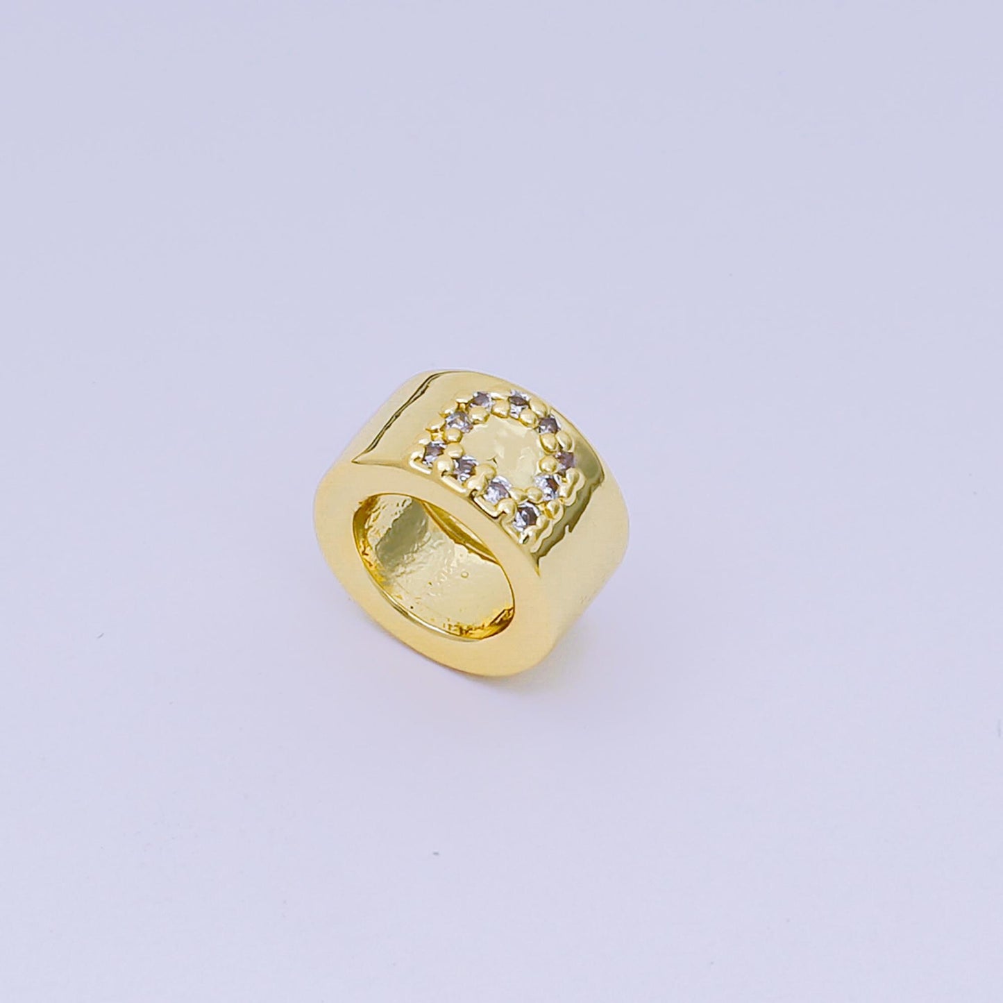 24K Gold Filled Initial Spacer Beads CZ Micro Pave Letter Rondell Spacer Beads for Bracelet Necklace DIY Jewelry Making Supply AF-053