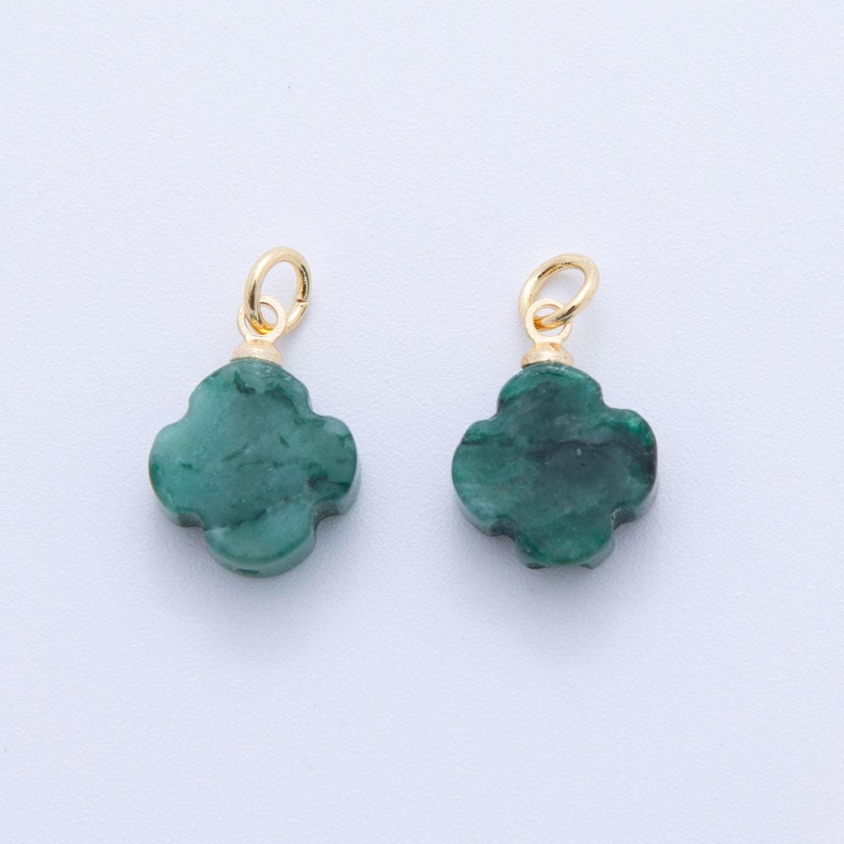 Dainty Gemstone Clover Charm Lucky Pendant Colorful Small Flower Charm with 18k Gold Filled AH-875