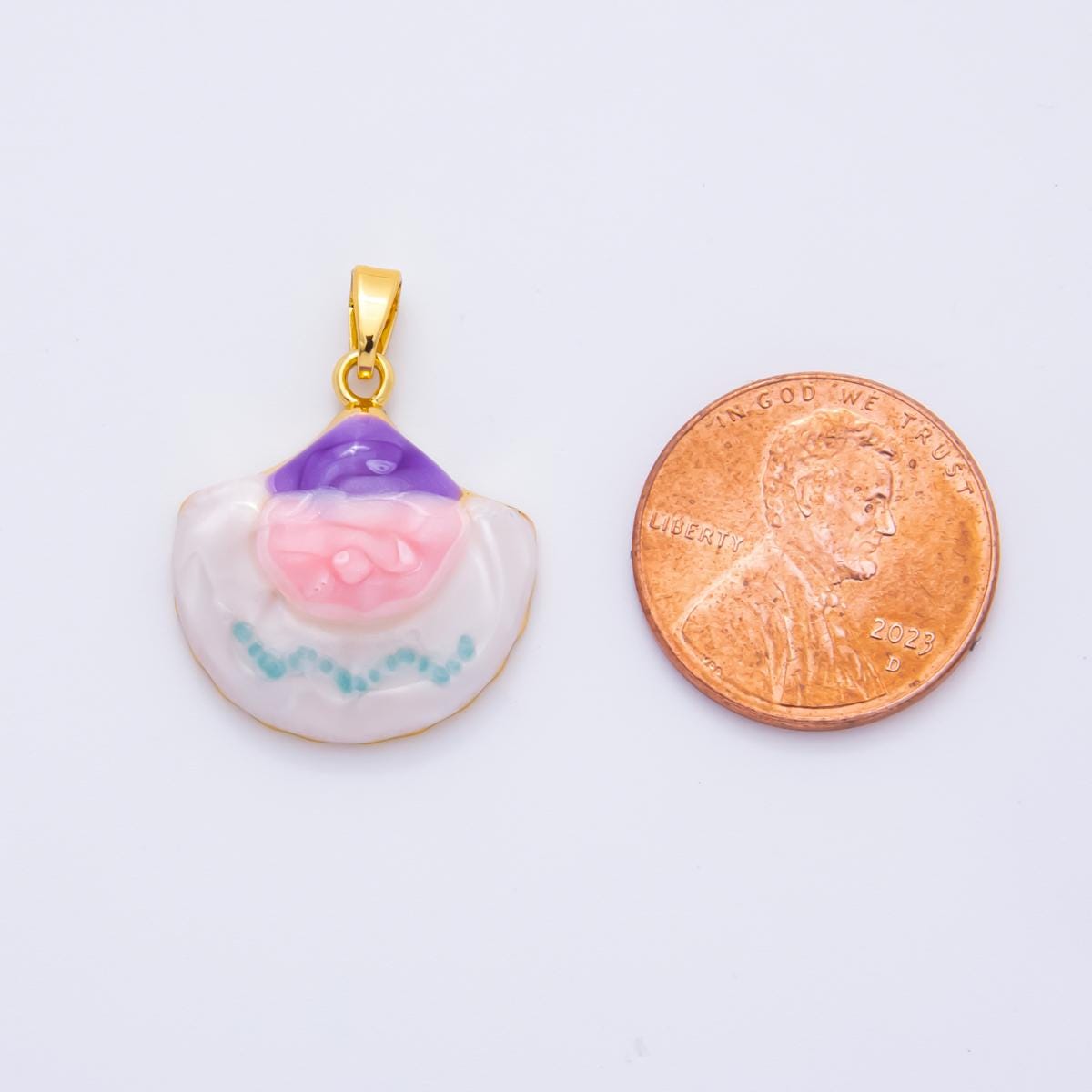 Hand-Painted Egg Enamel Pendant 18k Gold Filled Charm AH-795