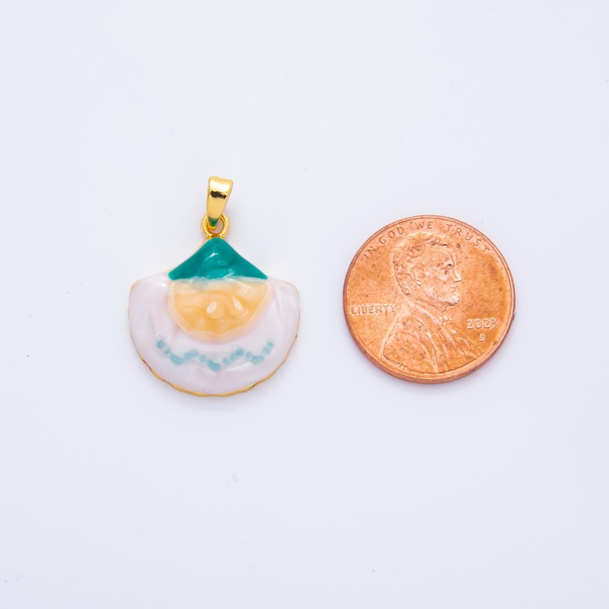 Hand-Painted Egg Enamel Pendant 18k Gold Filled Charm AH-795
