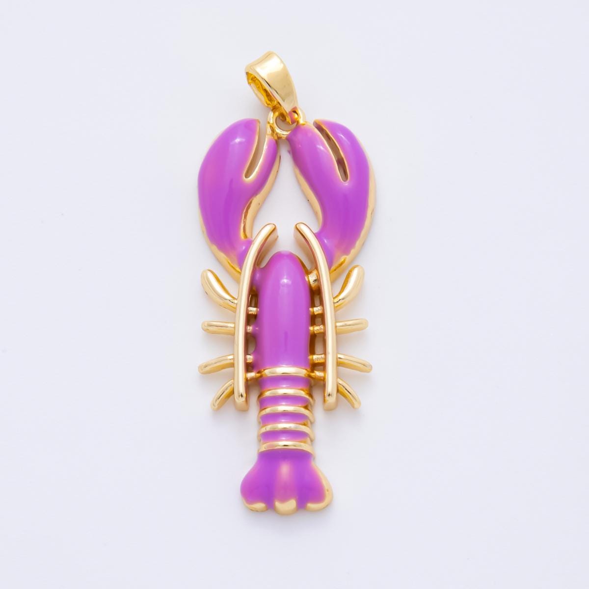 Dainty Teal Claw Red Lobster Charms 18K Gold Filled Enamel Lobster Pendant Sea Life Ocean Charm Bracelet Necklace for Jewelry Supply AH-796