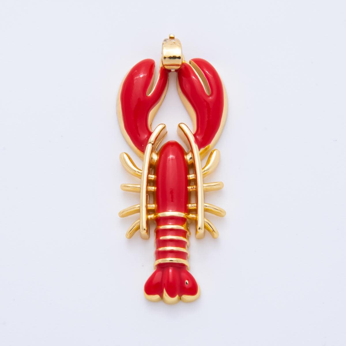 Dainty Teal Claw Red Lobster Charms 18K Gold Filled Enamel Lobster Pendant Sea Life Ocean Charm Bracelet Necklace for Jewelry Supply AH-796