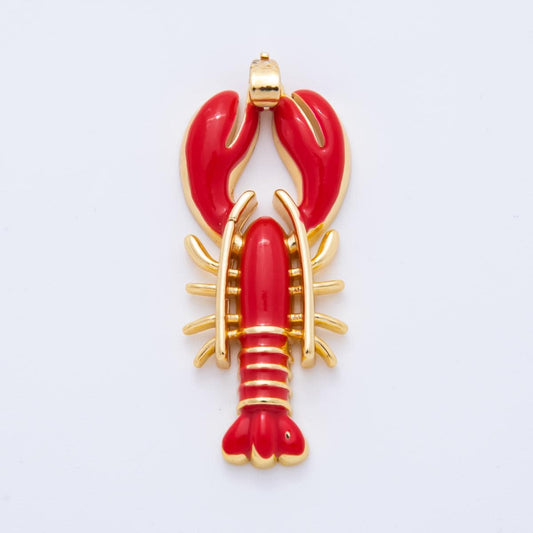 Dainty Teal Claw Red Lobster Charms 18K Gold Filled Enamel Lobster Pendant Sea Life Ocean Charm Bracelet Necklace for Jewelry Supply AH-796