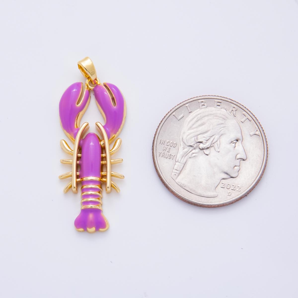 Dainty Teal Claw Red Lobster Charms 18K Gold Filled Enamel Lobster Pendant Sea Life Ocean Charm Bracelet Necklace for Jewelry Supply AH-796