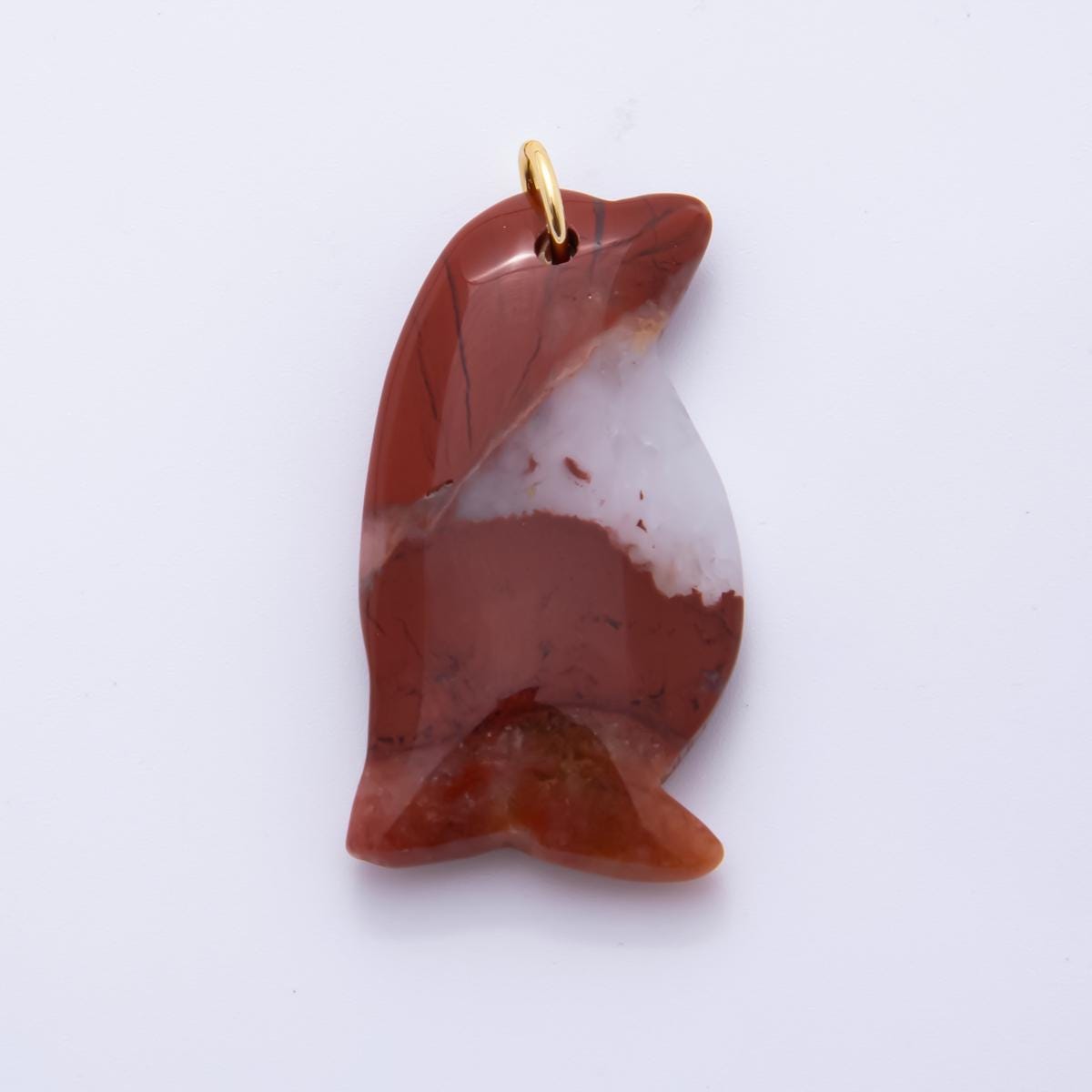 Big Penguin Gemstone Pendant Natural Stone Winter Animal Charm for Jewelry Making Supply 18k Gold Filled Charm Cord Scarf Necklace AH-827