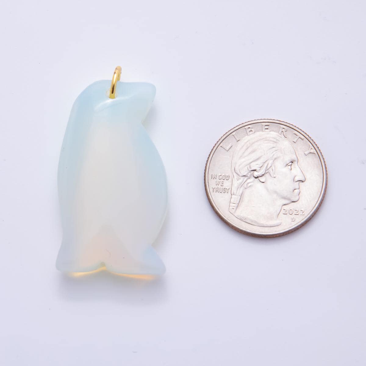 Big Penguin Gemstone Pendant Natural Stone Winter Animal Charm for Jewelry Making Supply 18k Gold Filled Charm Cord Scarf Necklace AH-827
