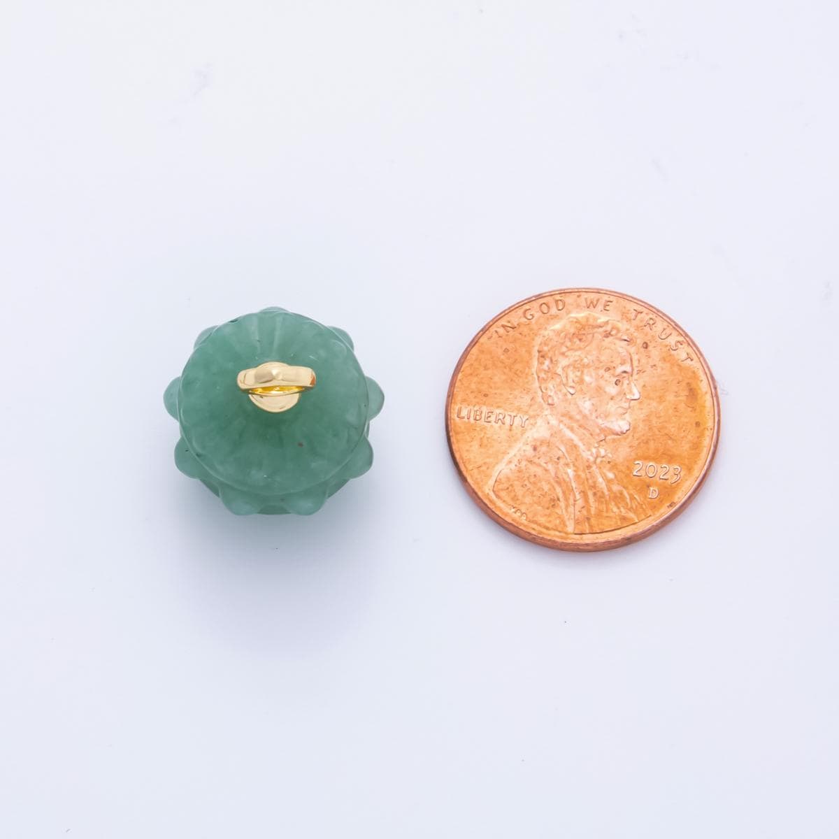18K Gold Filled 19mm Aventurine, Carnelian, Quartz Pumpkin Gemstone Charm | AH833 - AH835