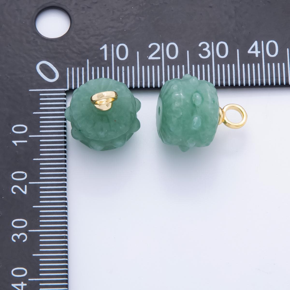 18K Gold Filled 19mm Aventurine, Carnelian, Quartz Pumpkin Gemstone Charm | AH833 - AH835