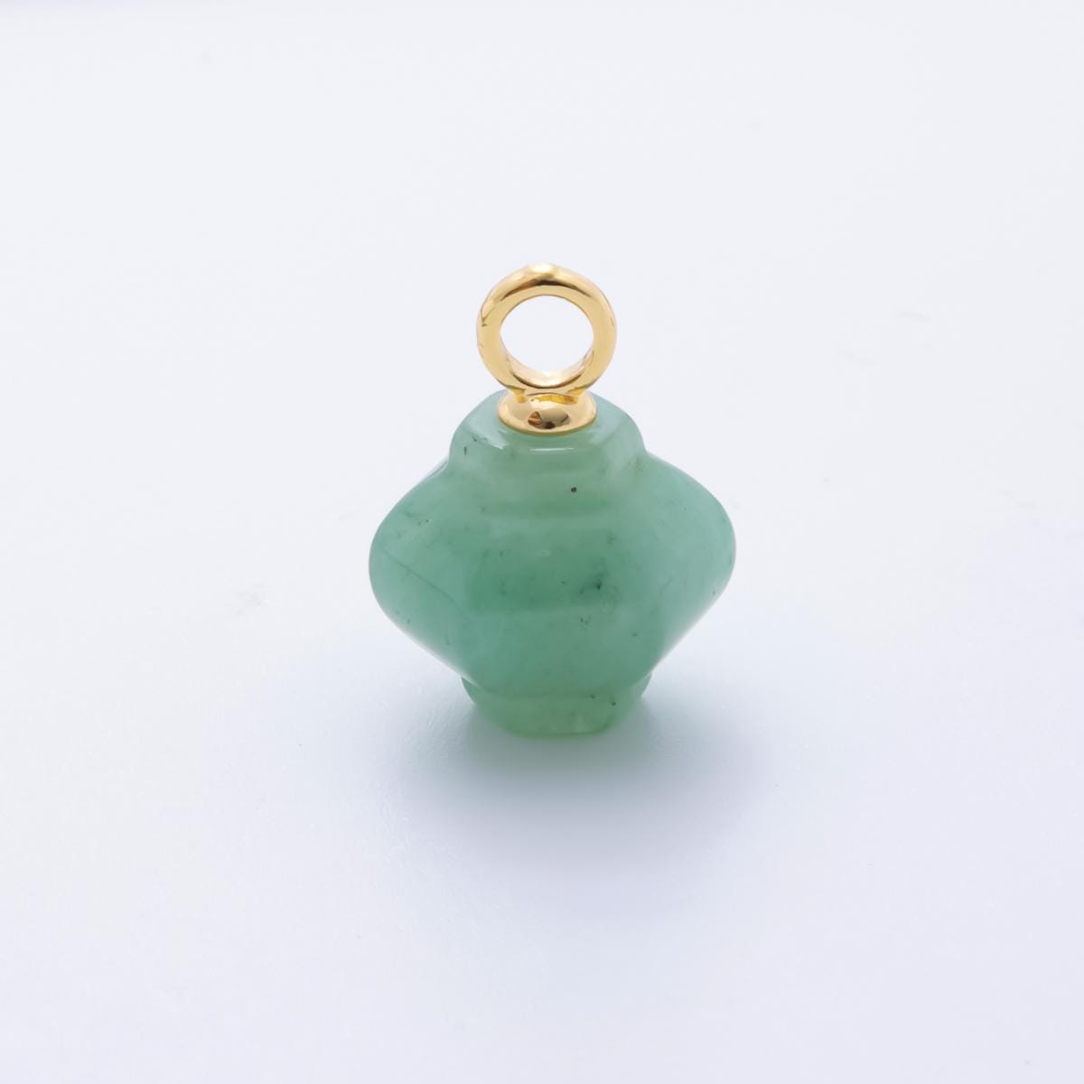 Dainty Lantern Gemstone Drop Pendant – Carved Geometric Crystal Charm with Gold Bail – Natural Stone Jewelry Making Supply AH-830