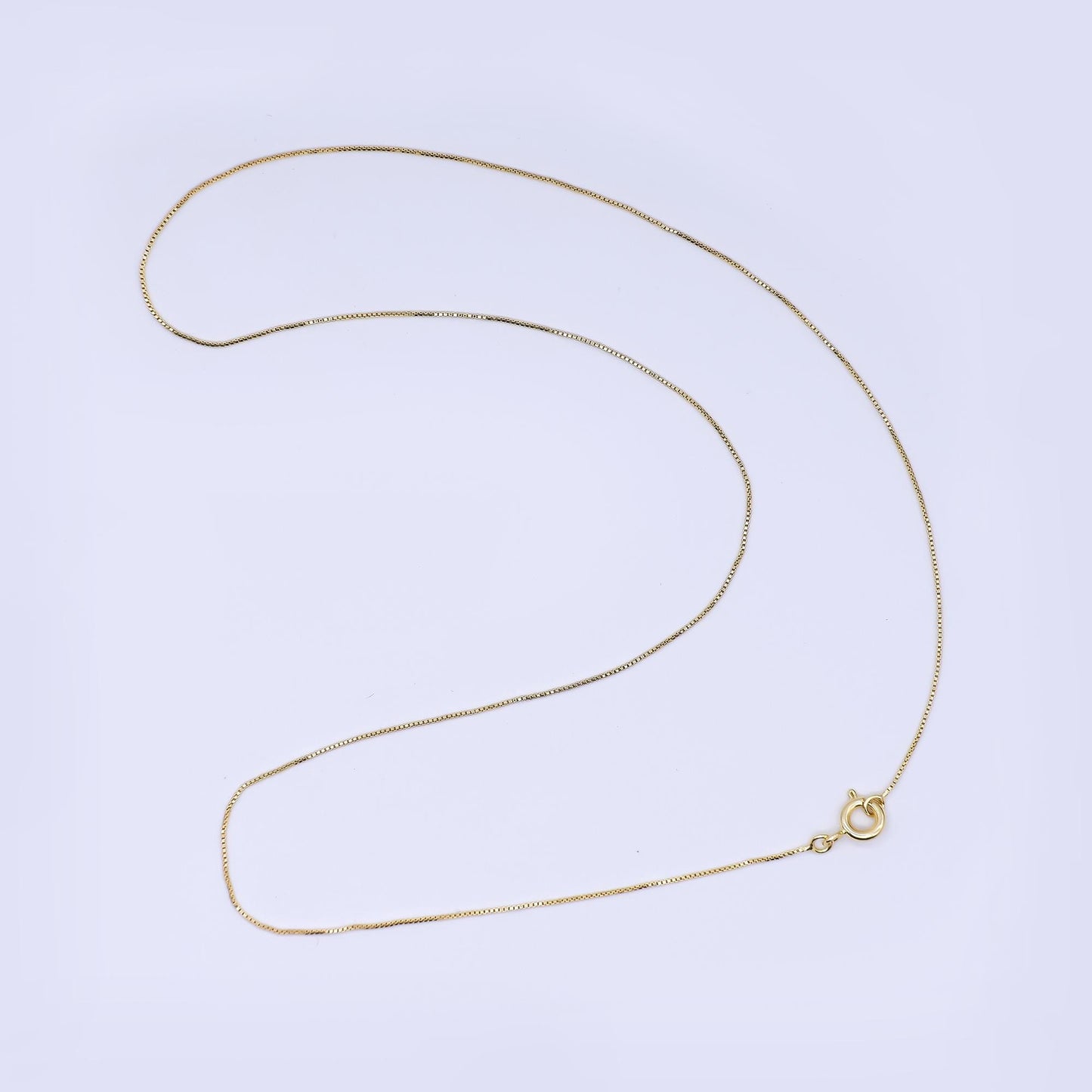 17.7'' Ready to Use 0.6mm Thin Box Necklace Chain, Layering Fine Chain Luxe Necklace, For Pendant Charm Necklace, WA-3349