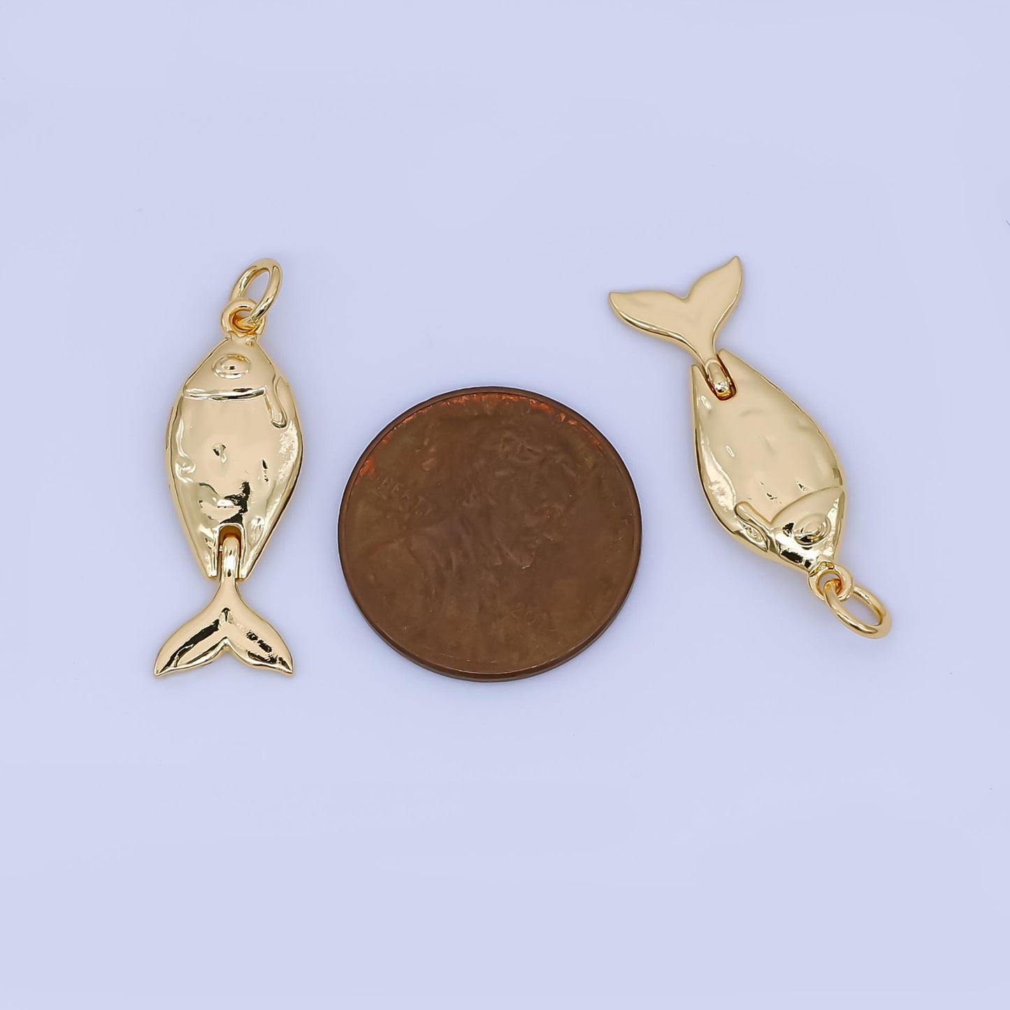 Gold minimalistic Fish pendant, 24k gold Filled Ocean Fish charm animal under the sea pendant | AJ-438