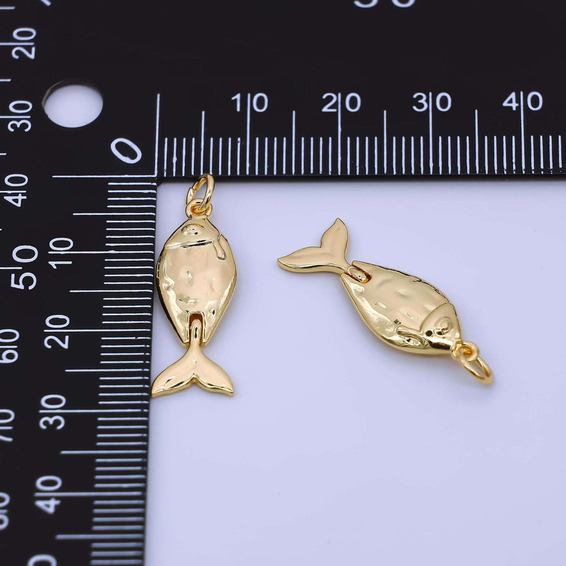 Gold minimalistic Fish pendant, 24k gold Filled Ocean Fish charm animal under the sea pendant | AJ-438