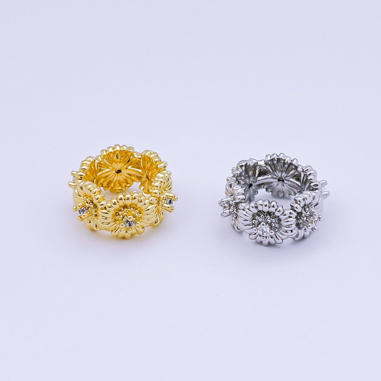 1x dainty flower spacer beads, Sun flower beads, floral bracelet connector for bracelet jewelry making supply finding 10mm B-008