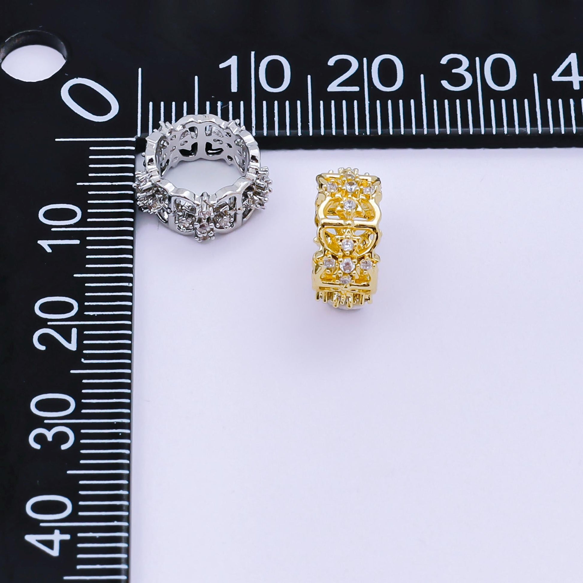 1x Dainty CZ Cross spacer beads Round Design beads bracelet connector for bracelet jewelry making supply finding 12mm B-036