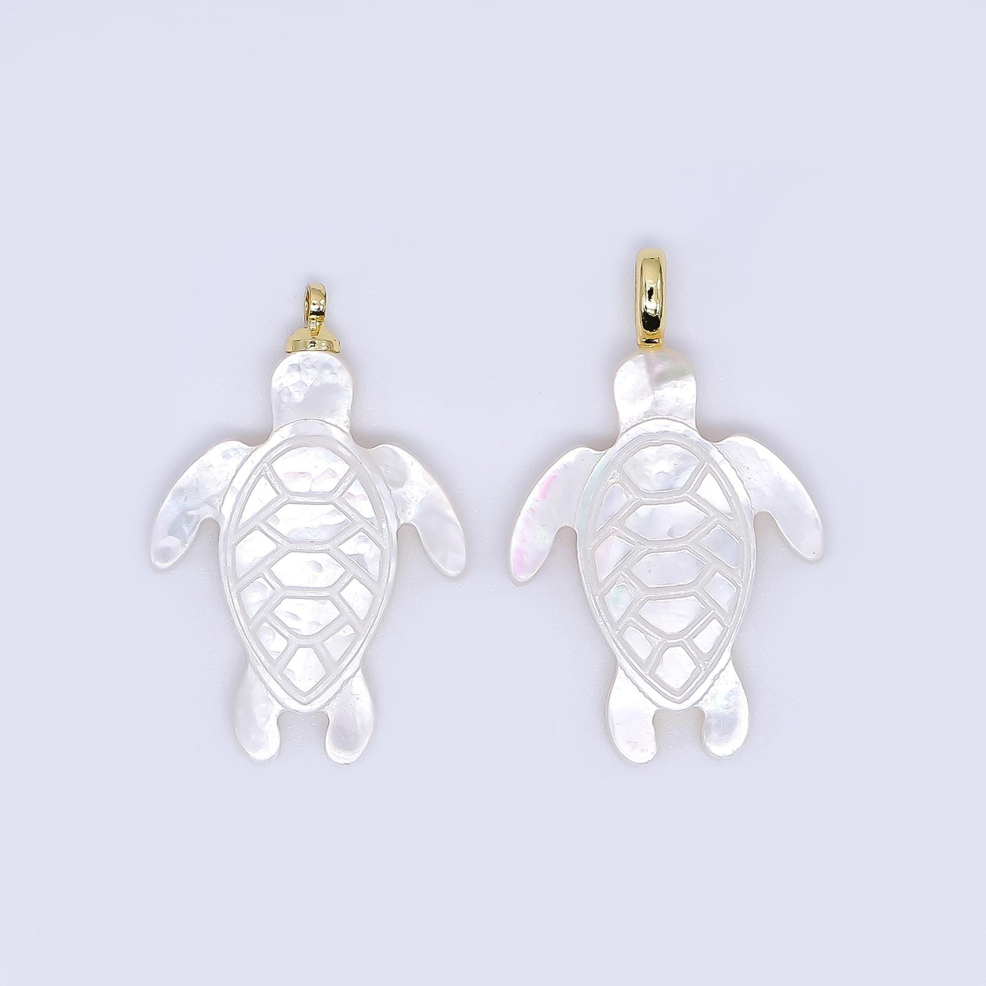 White Shell Pearl Sea Turtle Pendant with 24k Gold Filled Bail Natural Shell Charm for Necklace or Jewelry Making Ocean Animal AF563