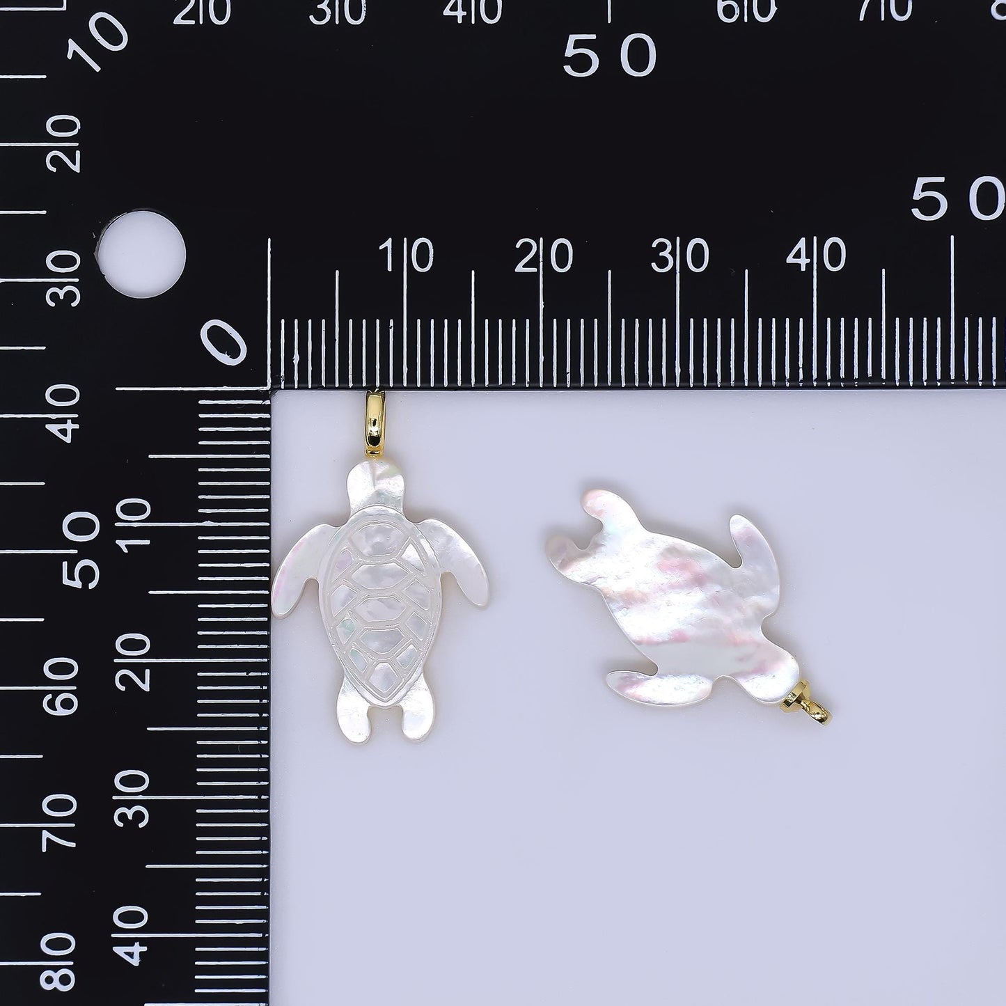 White Shell Pearl Sea Turtle Pendant with 24k Gold Filled Bail Natural Shell Charm for Necklace or Jewelry Making Ocean Animal AF563