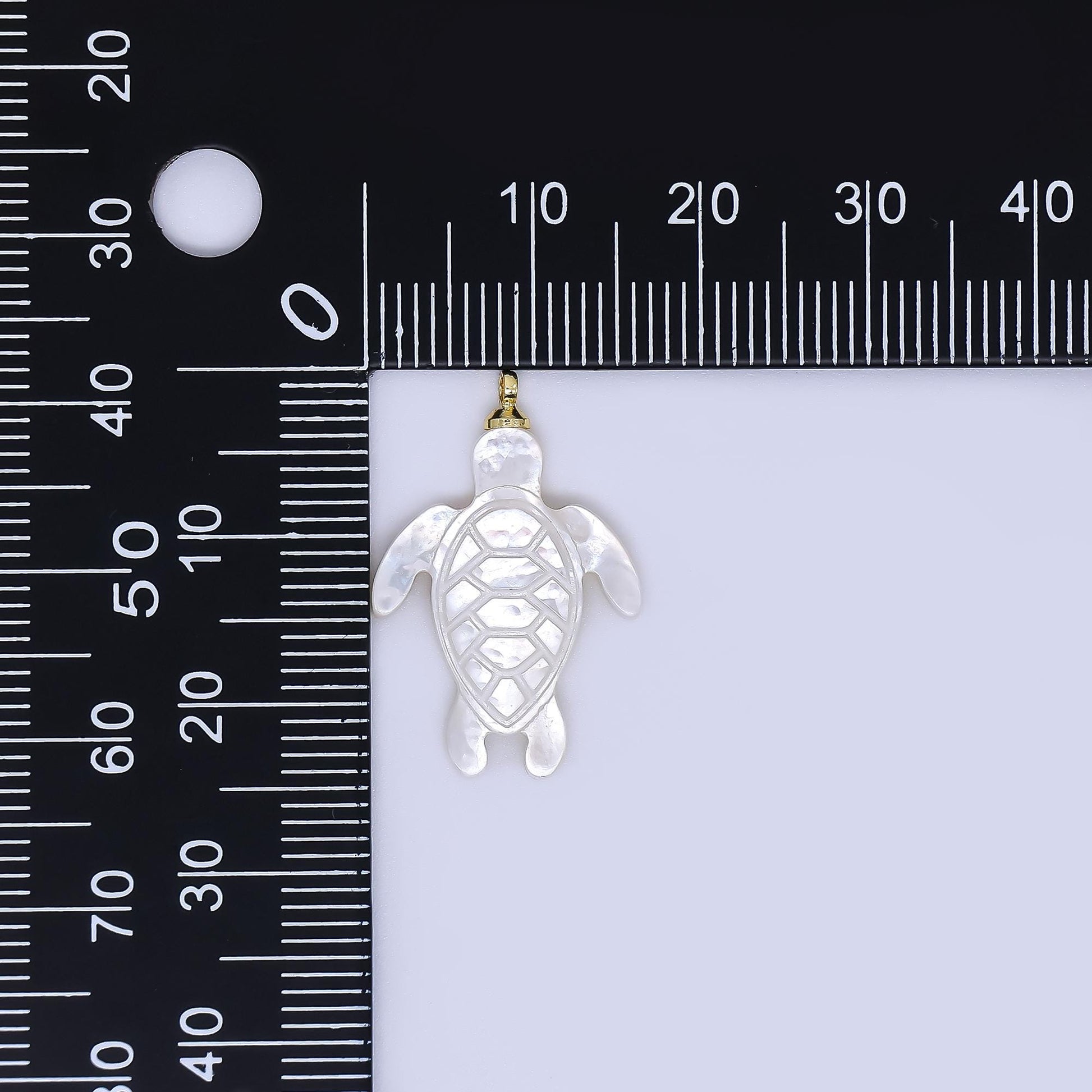White Shell Pearl Sea Turtle Pendant with 24k Gold Filled Bail Natural Shell Charm for Necklace or Jewelry Making Ocean Animal AF563