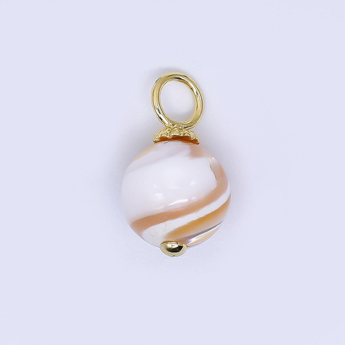 Mini Gold Filled Brown Coffee Latte pearl charm 10 mm Round shape Shell Pearl charm loop P-1866