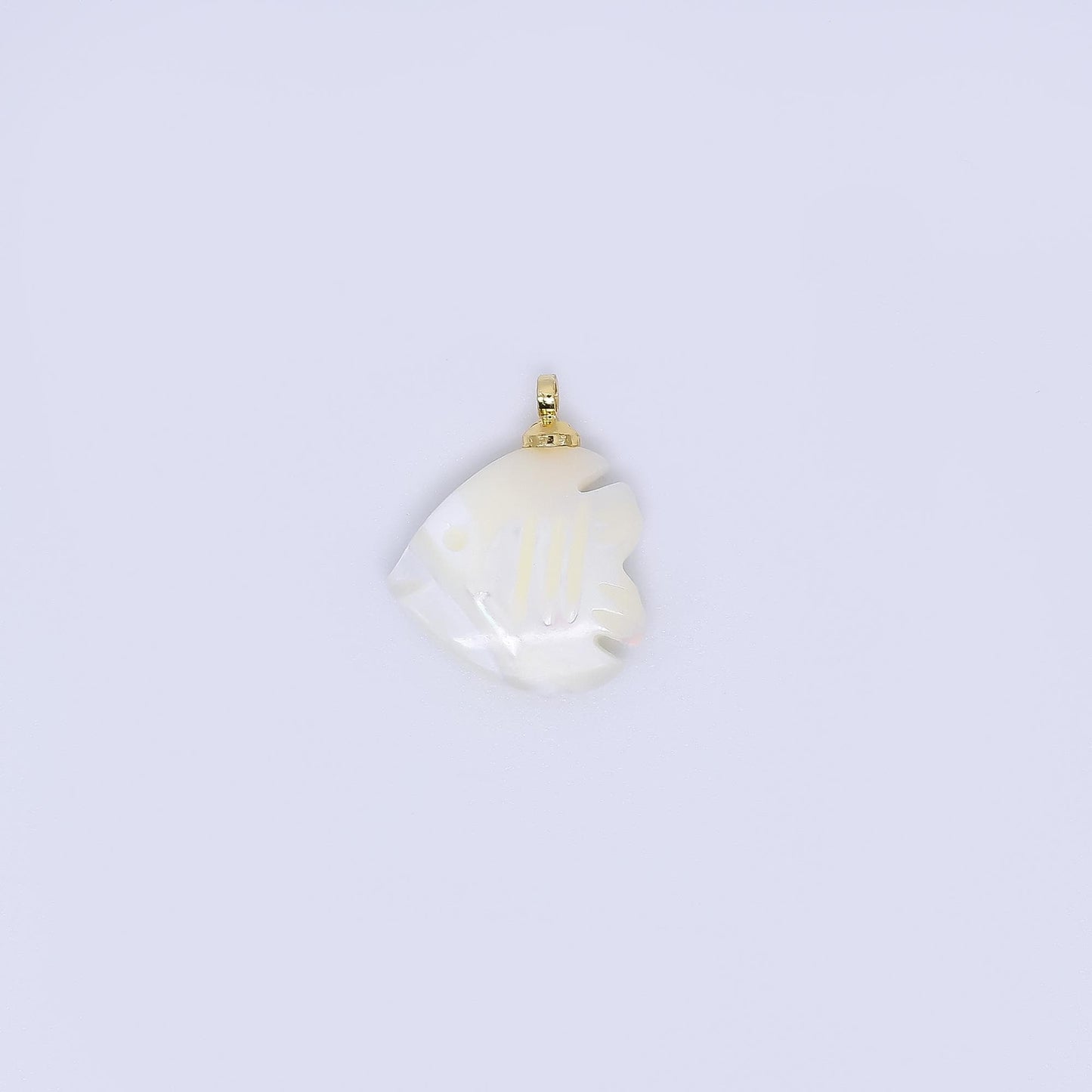 24K Gold Filled 12mm White Shell Pearl Fish Charm Under the Sea Ocean Life Jewelry Inspired | p-1602
