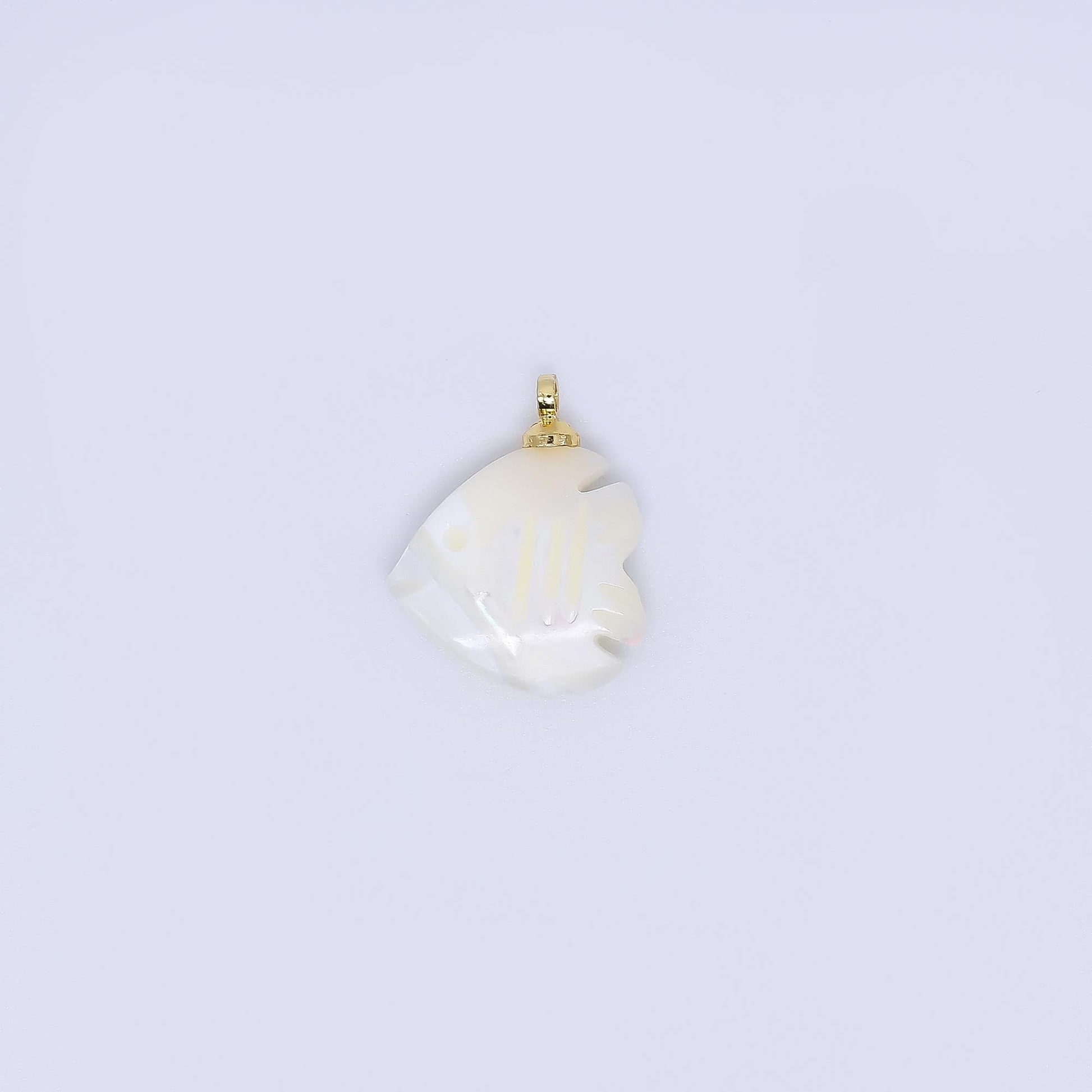 24K Gold Filled 12mm White Shell Pearl Fish Charm Under the Sea Ocean Life Jewelry Inspired | p-1602