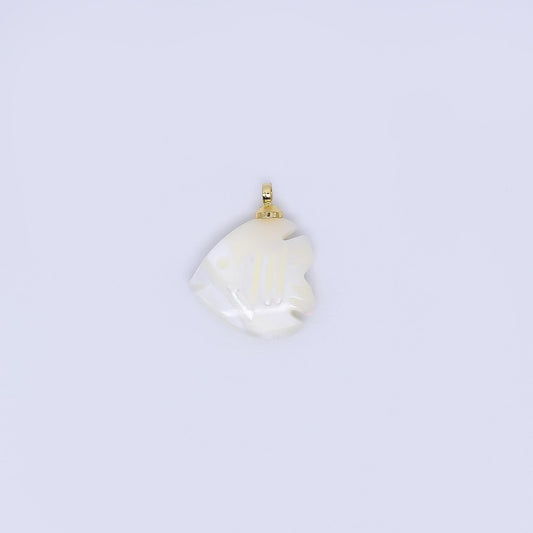 24K Gold Filled 12mm White Shell Pearl Fish Charm Under the Sea Ocean Life Jewelry Inspired | p-1602