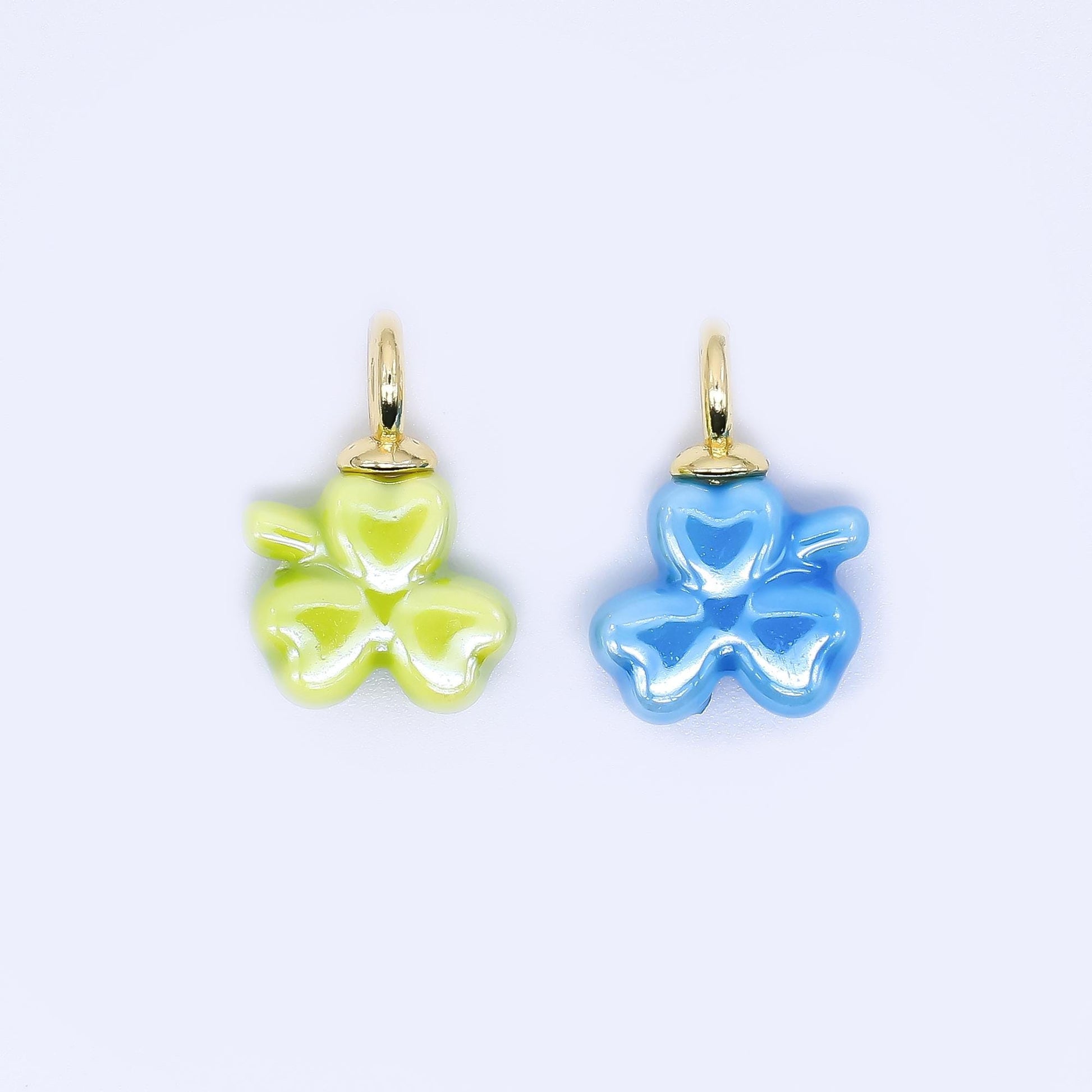 Dainty Clover ceramic charm handmade Green Shamrock ceramic porcelain vintage charm for necklace bracelet jewelry making supply AJ-401