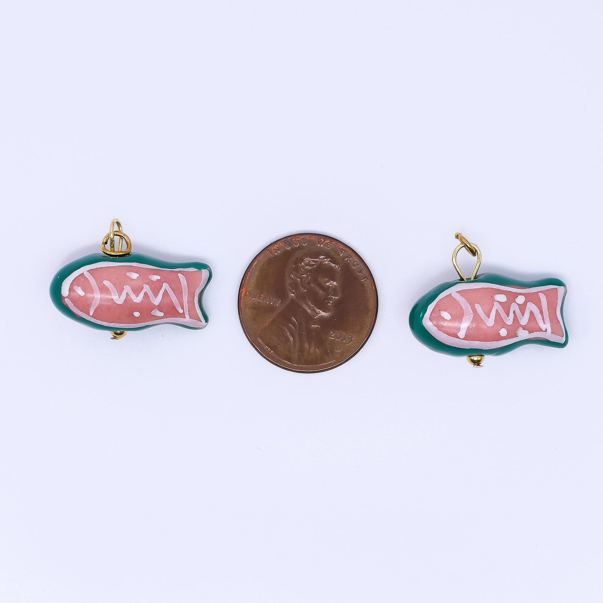 PVD Gold Sardines Fish Ceramic Drop Pendant | P-632