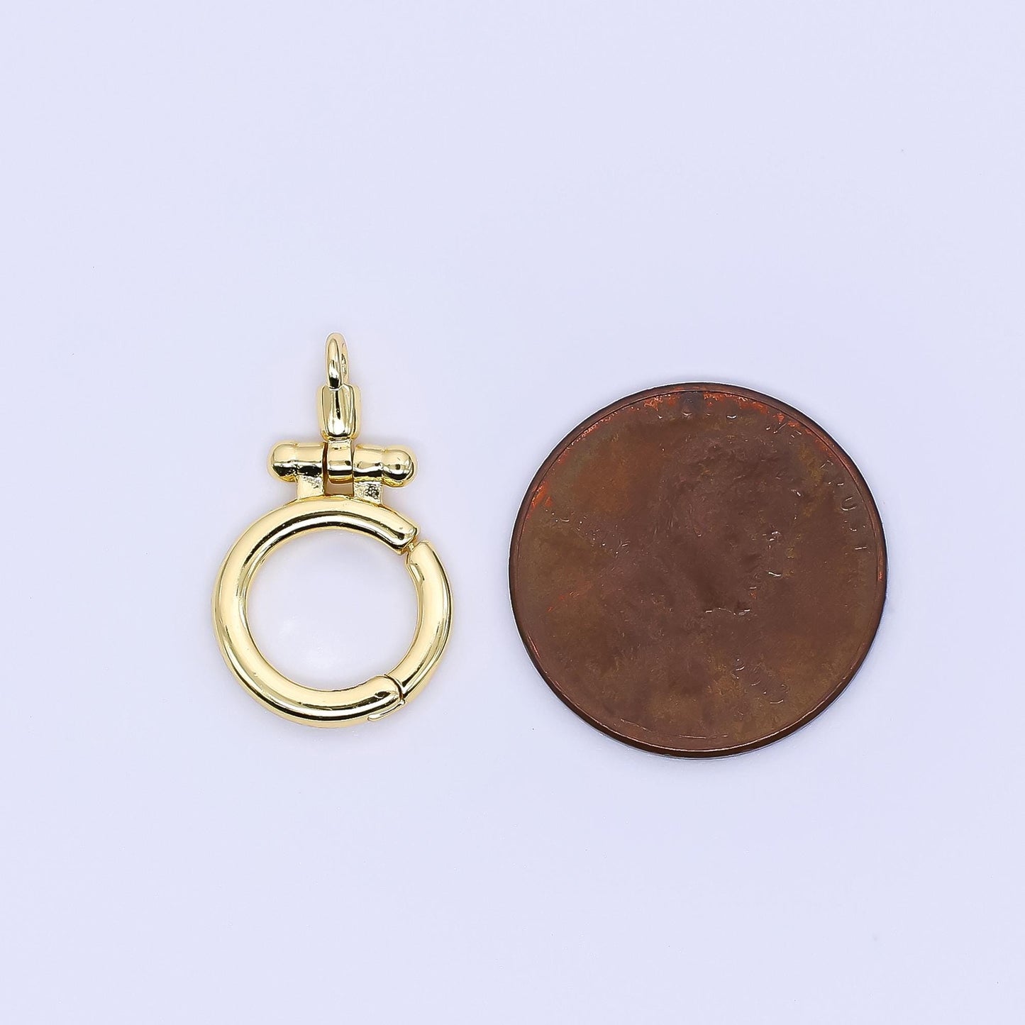 24k gold filled charm holder clasp Round Pull Clasp jewelry making supply | Z-1156