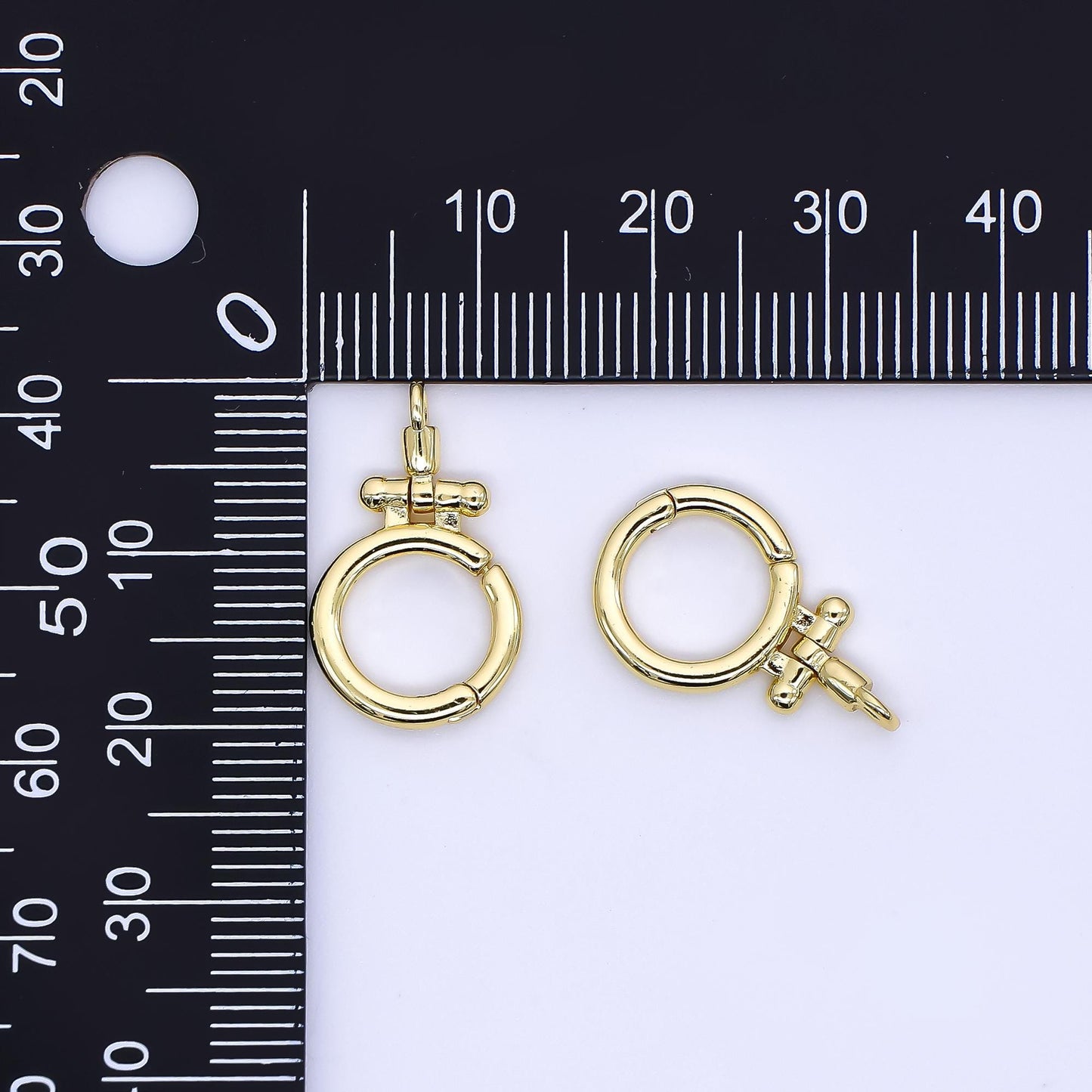 24k gold filled charm holder clasp Round Pull Clasp jewelry making supply | Z-1156