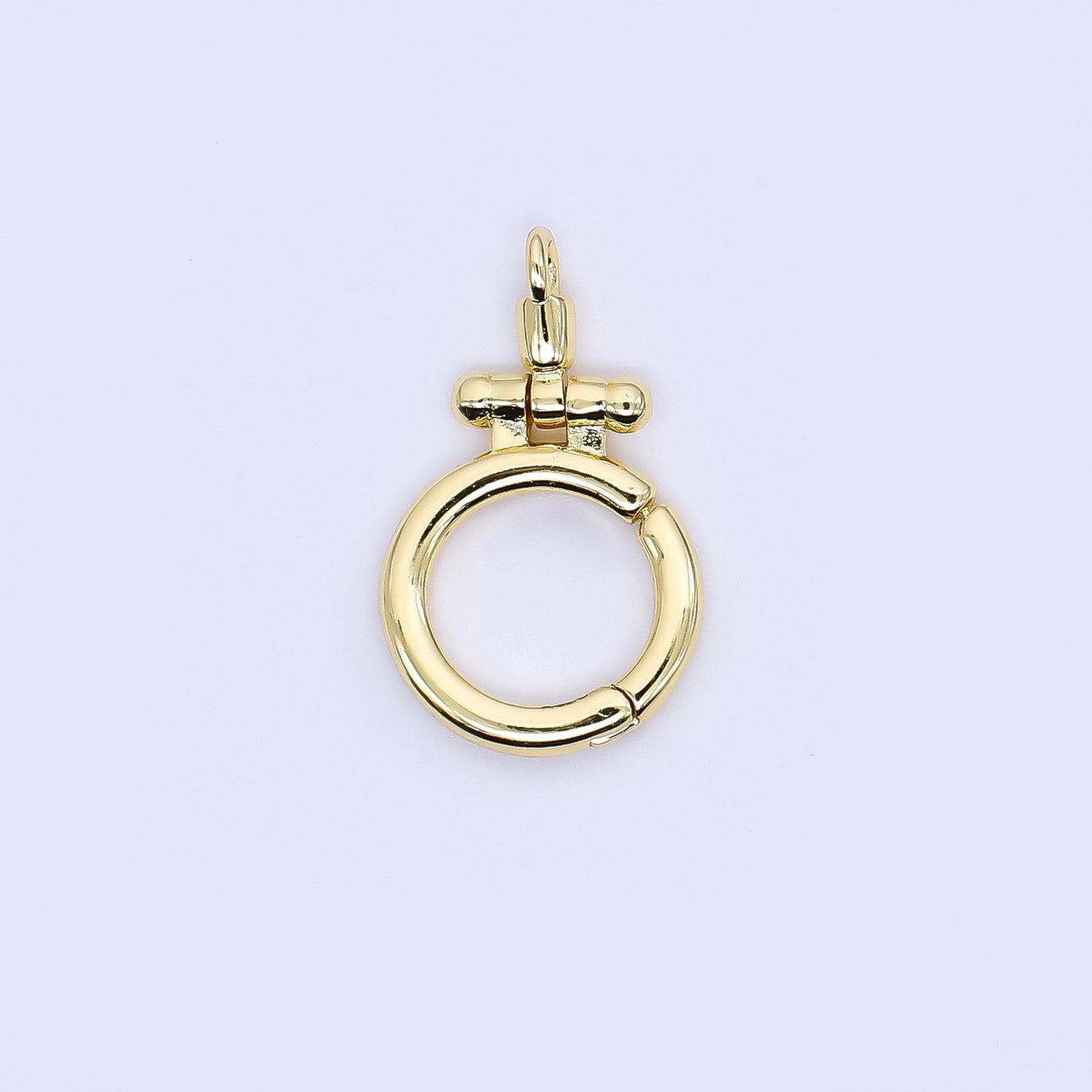24k gold filled charm holder clasp Round Pull Clasp jewelry making supply | Z-1156
