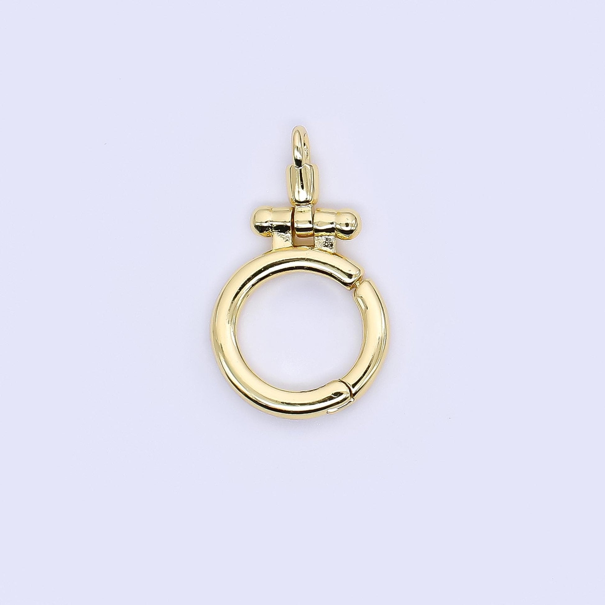 24k gold filled charm holder clasp Round Pull Clasp jewelry making supply | Z-1156