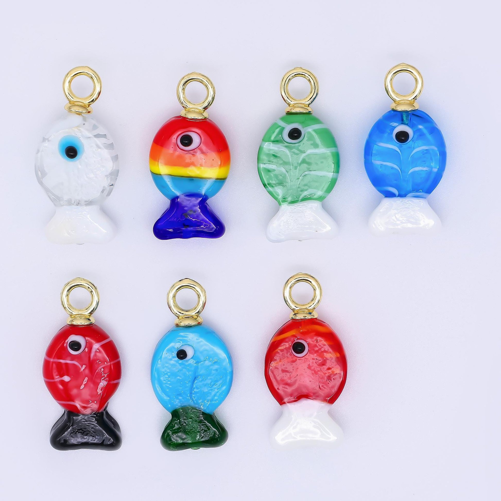 18K Gold Filled Hand painted Baby Fish Charm Animal Acrylic Pendant for Phone Charm Bracelet Necklace Earring Jewelry Making Supply AH-613