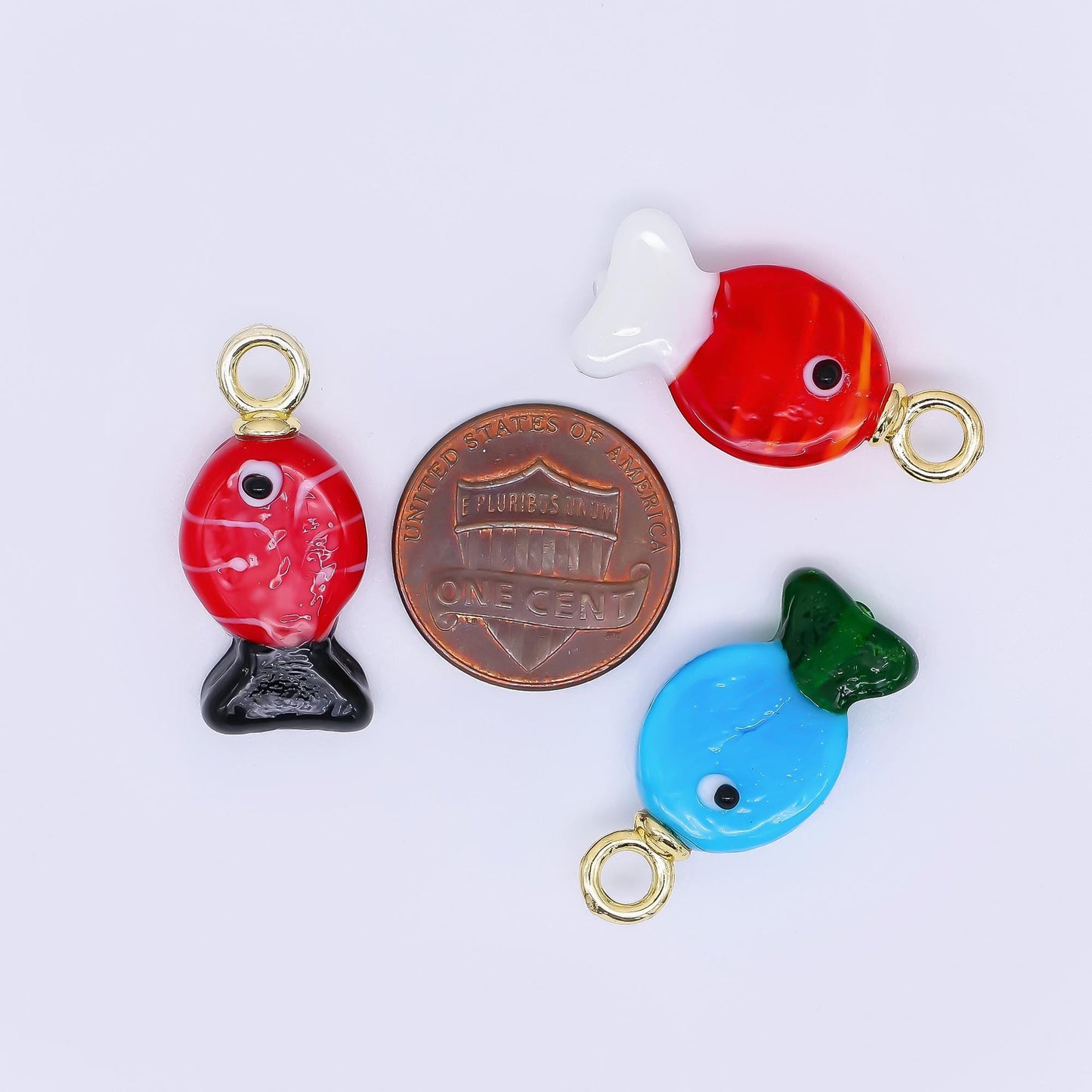 18K Gold Filled Hand painted Baby Fish Charm Animal Acrylic Pendant for Phone Charm Bracelet Necklace Earring Jewelry Making Supply AH-613