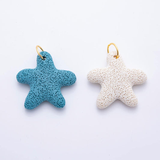 Big Lava Stone Star Pendant Natural Stone StarFish Charm for Necklace Jewelry Making Supply 18k Gold Filled Charm c-722