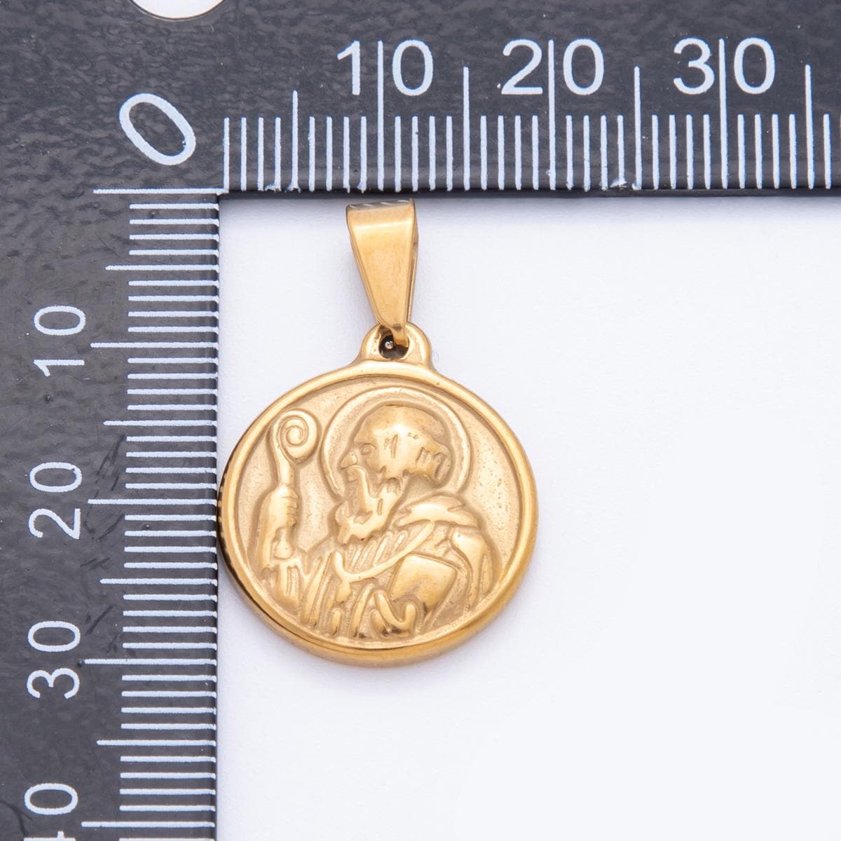 PVD Gold Saint Benedict charm Medallion Religious pendant necklace jewelry making for Men Jewelry J-004