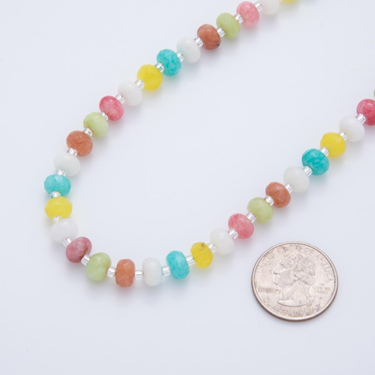 Rainbow Gemstone Necklace White Multi Color Handmade Beaded Necklace with 18k Gold Filled Layer Beads Jewelry for Her WA-3304