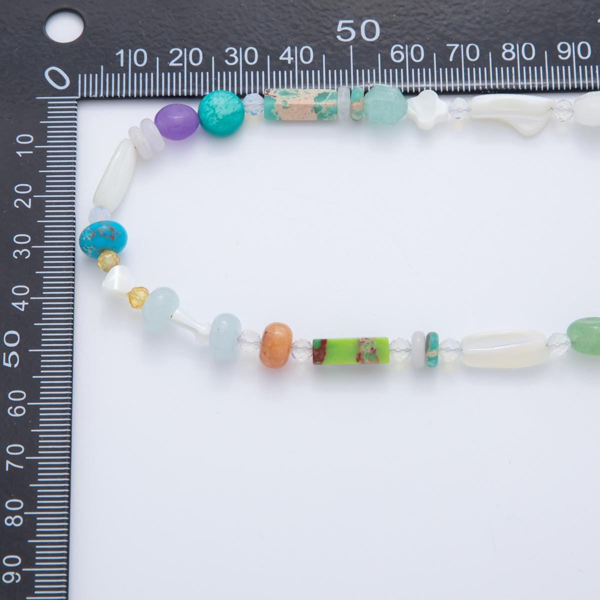 Rainbow Beaded Necklace, Knotted Gemstone Necklace, Mix Shape Colorful Candy Necklace, Pastel Rainbow Gemstone Rondelle Necklace WA-3312