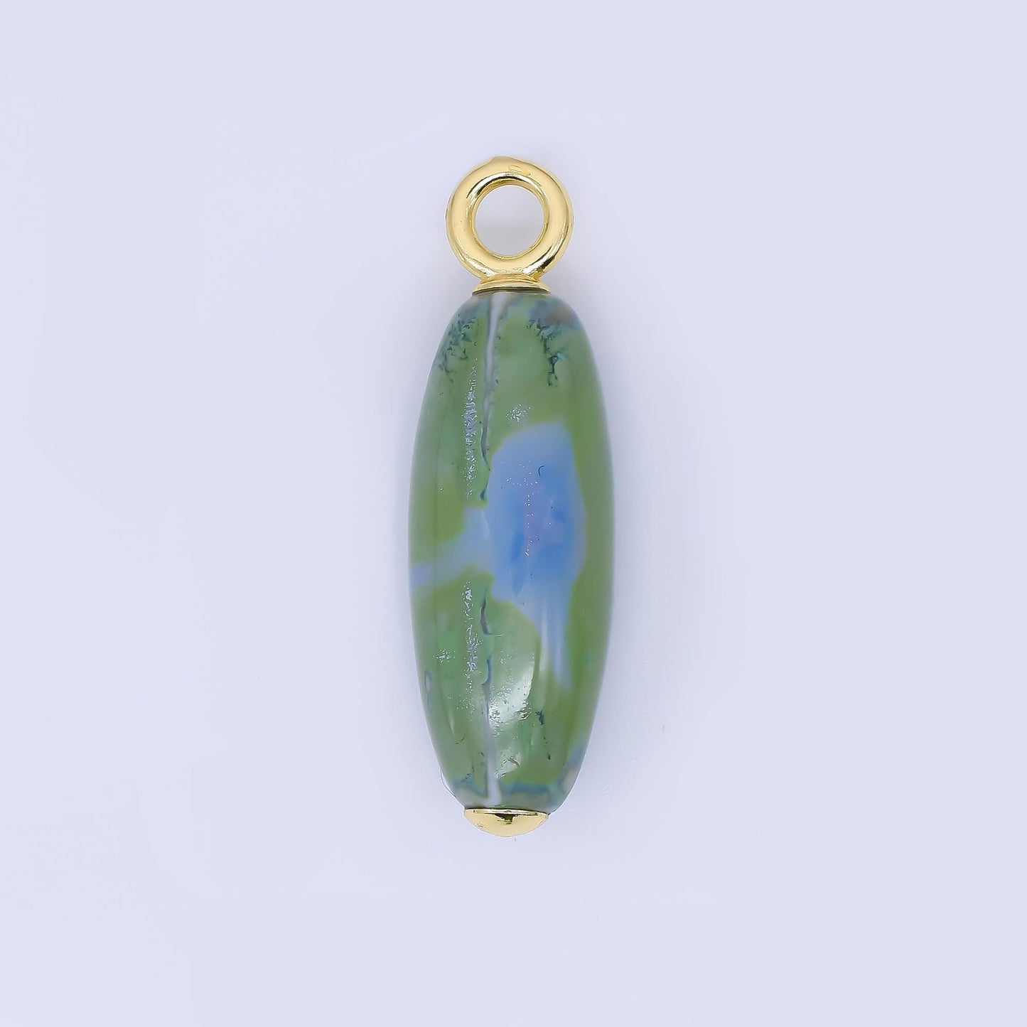 Colorful Ceramic Oval Charms Glossy Glazed Beads with 18K Gold Filled Loop for DIY Jewelry, Necklace, Bracelet, or Earring Making M219