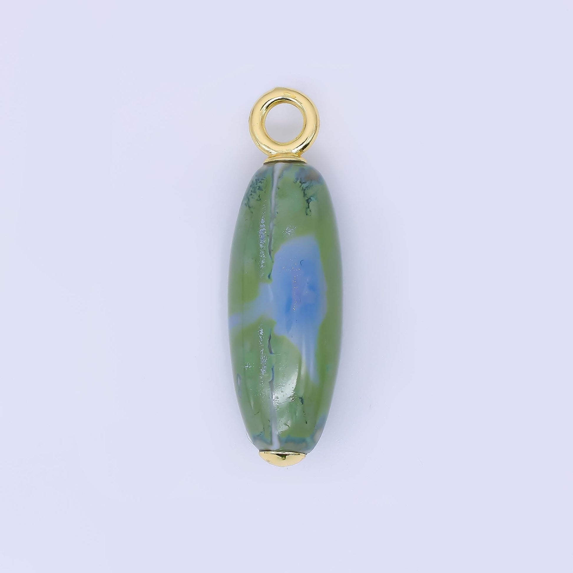 Colorful Ceramic Oval Charms Glossy Glazed Beads with 18K Gold Filled Loop for DIY Jewelry, Necklace, Bracelet, or Earring Making M219