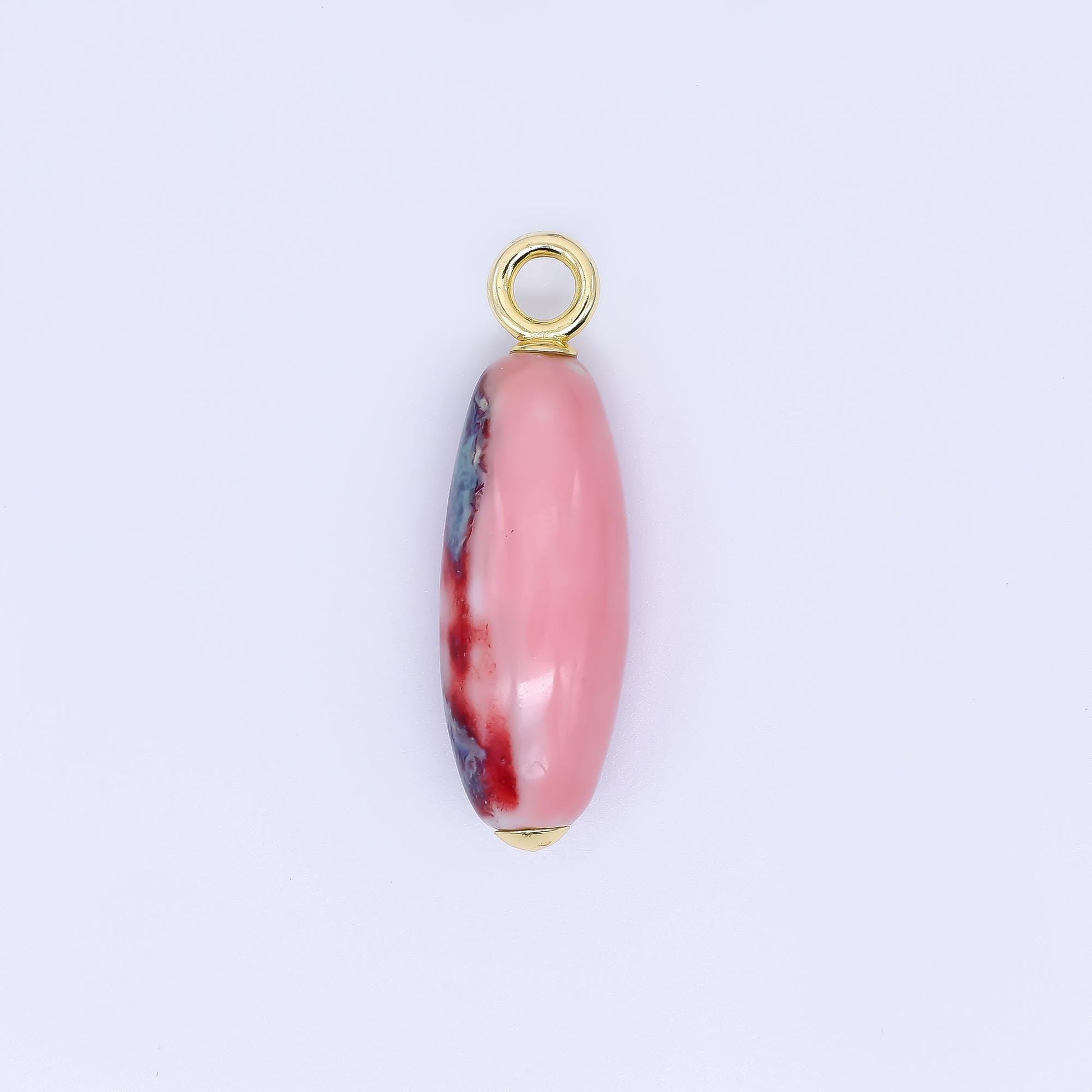Colorful Ceramic Oval Charms Glossy Glazed Beads with 18K Gold Filled Loop for DIY Jewelry, Necklace, Bracelet, or Earring Making M219
