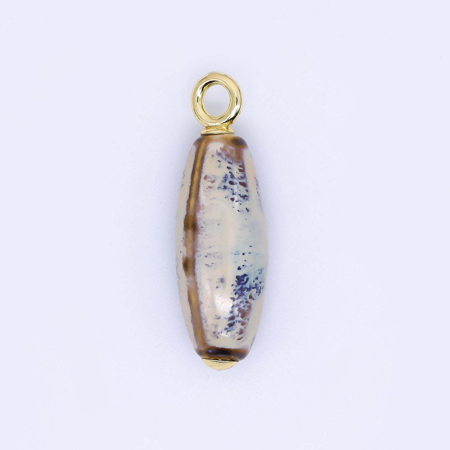 Colorful Ceramic Oval Charms Glossy Glazed Beads with 18K Gold Filled Loop for DIY Jewelry, Necklace, Bracelet, or Earring Making M219