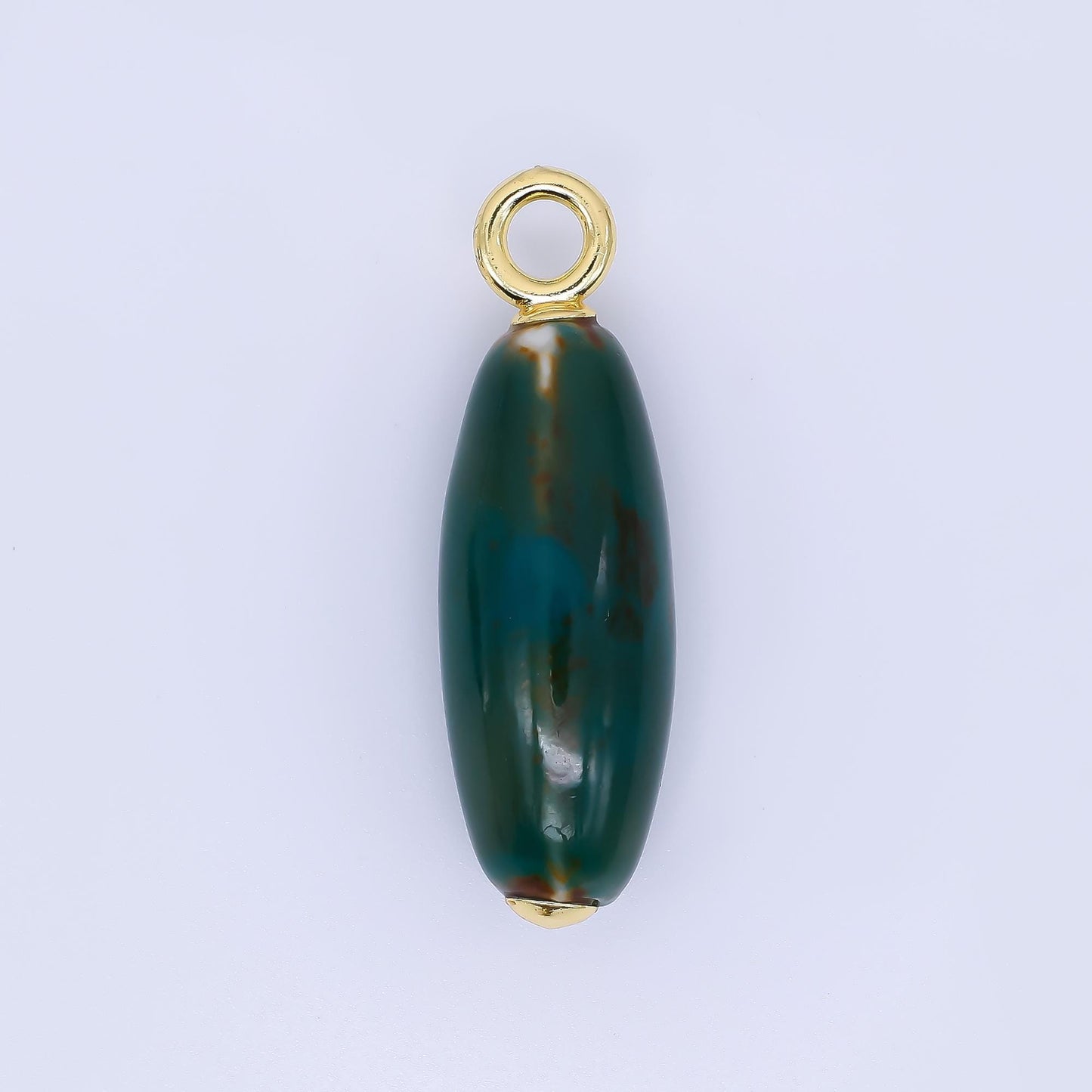 Colorful Ceramic Oval Charms Glossy Glazed Beads with 18K Gold Filled Loop for DIY Jewelry, Necklace, Bracelet, or Earring Making M219