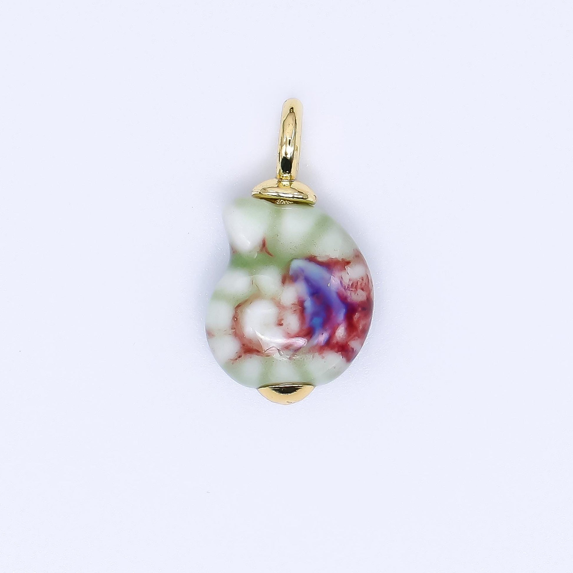 Color Ceramic Conch Sea Shell Pendant 24K Gold Filled Beach Blue Porcelain Sea Snail Conch Shell Charm For Necklace Bracelet Component N-339