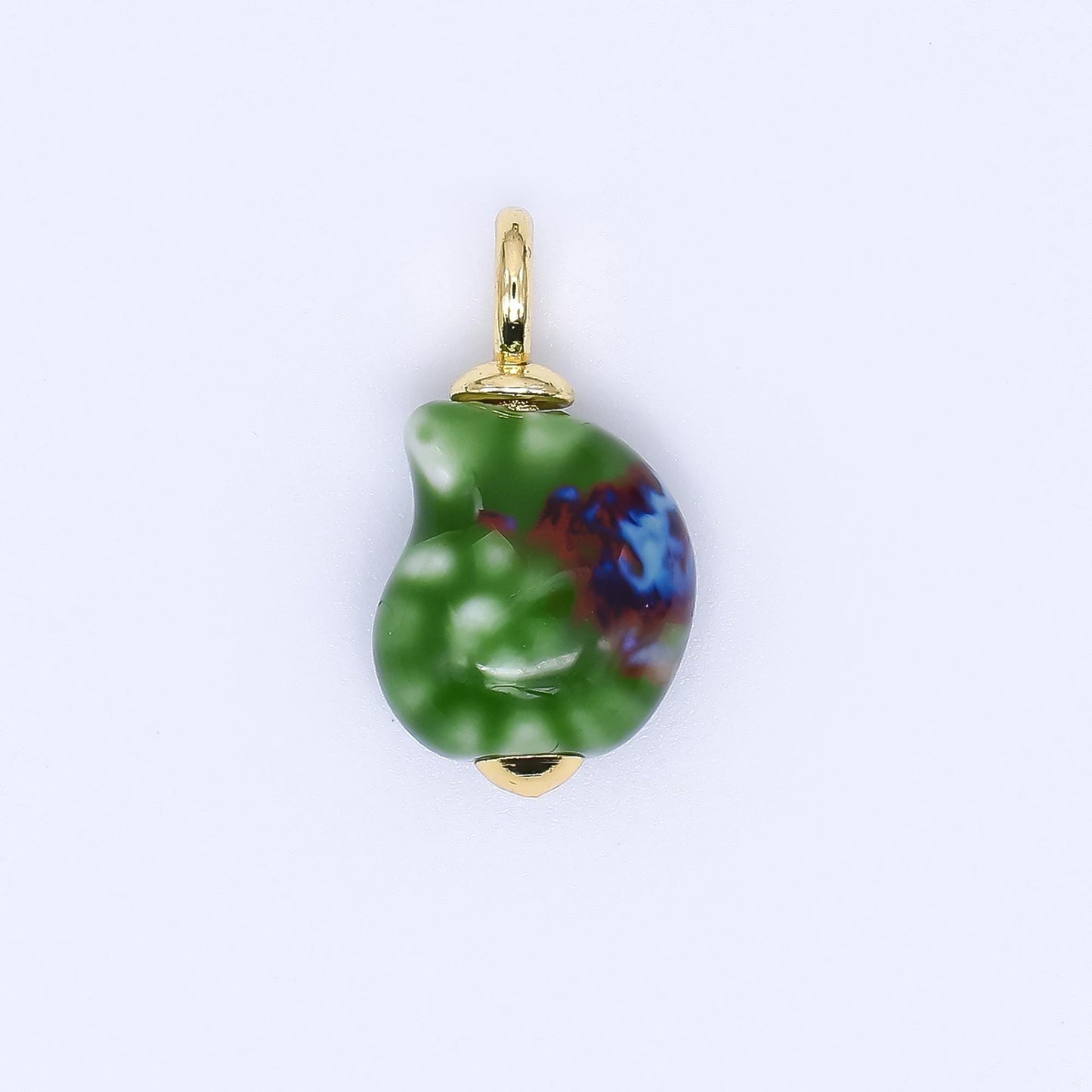 Color Ceramic Conch Sea Shell Pendant 24K Gold Filled Beach Blue Porcelain Sea Snail Conch Shell Charm For Necklace Bracelet Component N-339