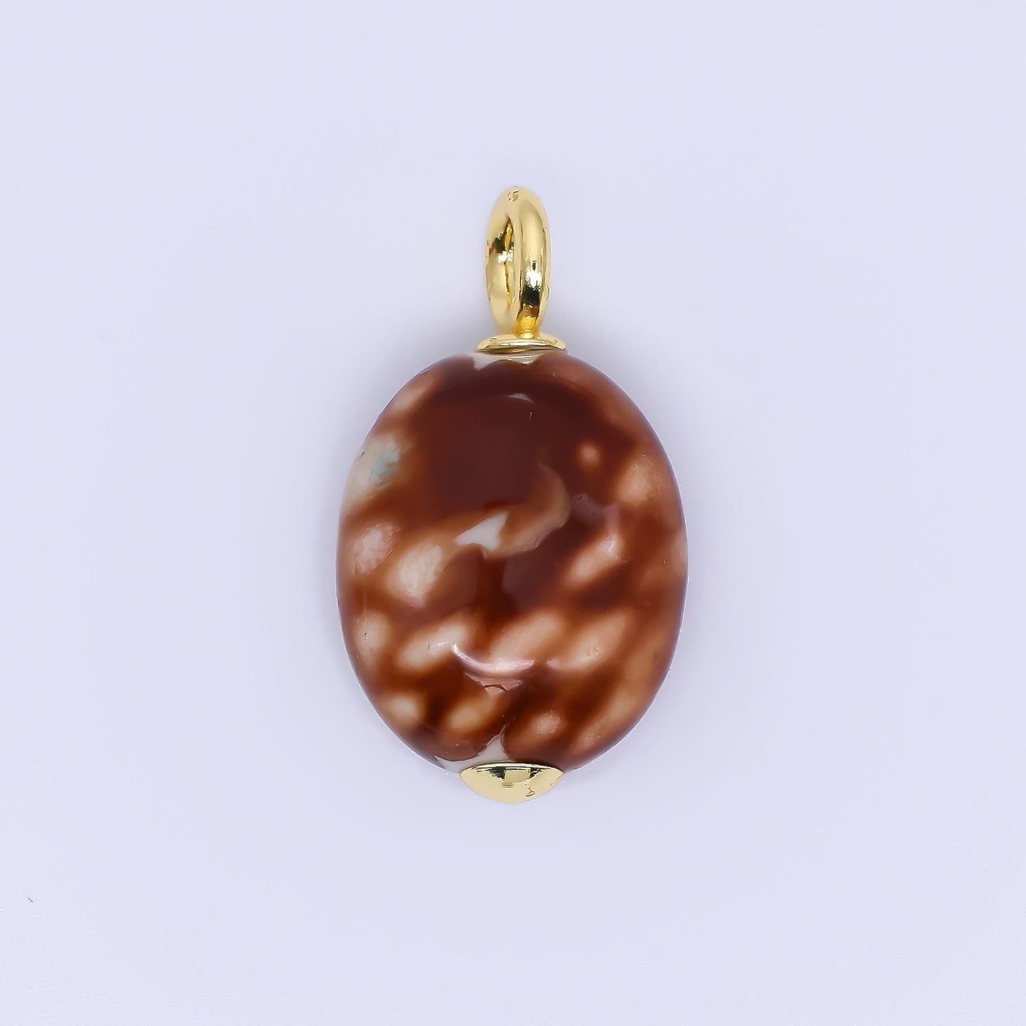 Colorful Ceramic Oval Charms Glossy Glazed Egg Beads with 18K Gold Filled Loop for DIY Jewelry, Necklace, Bracelet, or Earring Making M-215