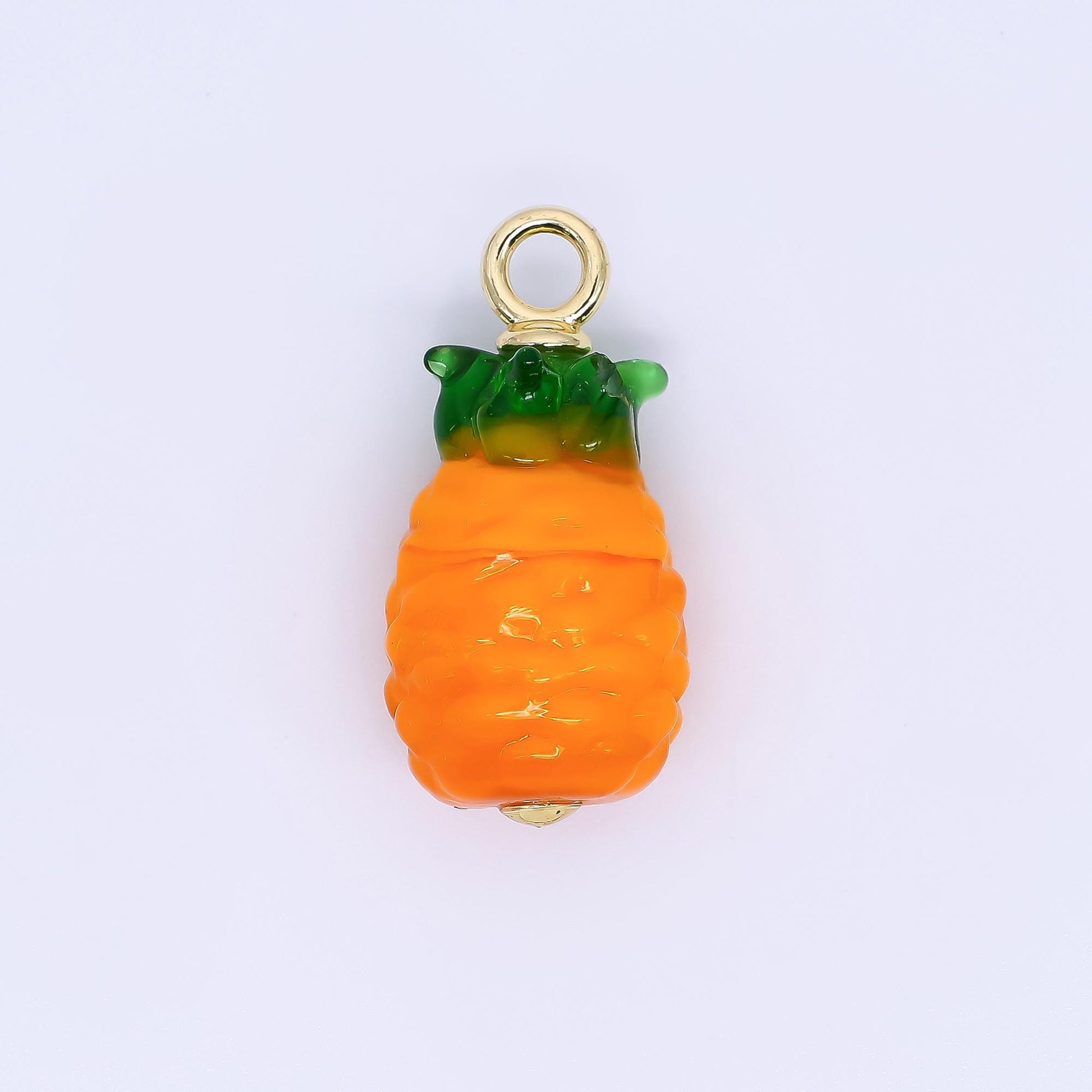 24K Gold Filled Pineapple Charm Fruits Ceramic Drop Pendant | E-910