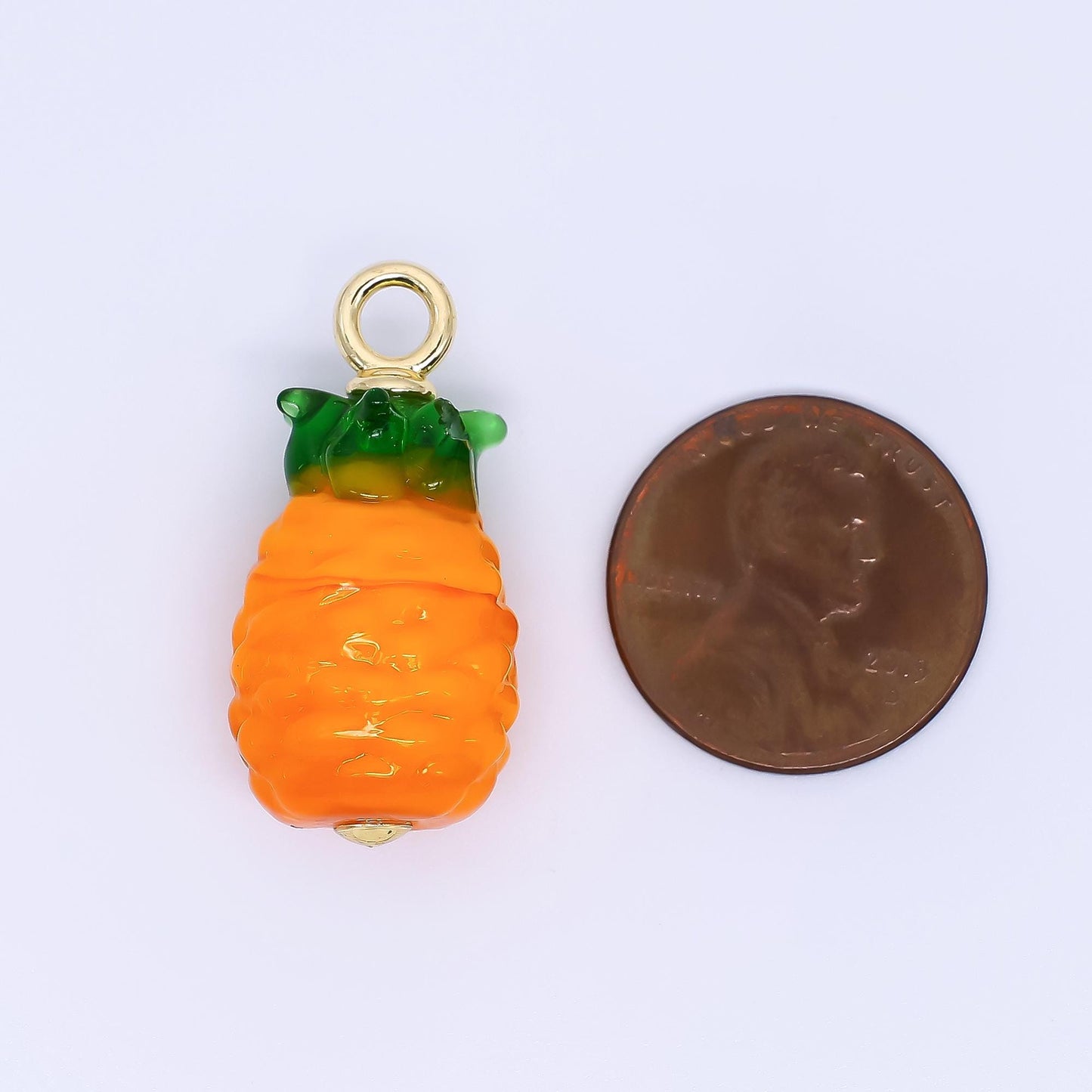 24K Gold Filled Pineapple Charm Fruits Ceramic Drop Pendant | E-910