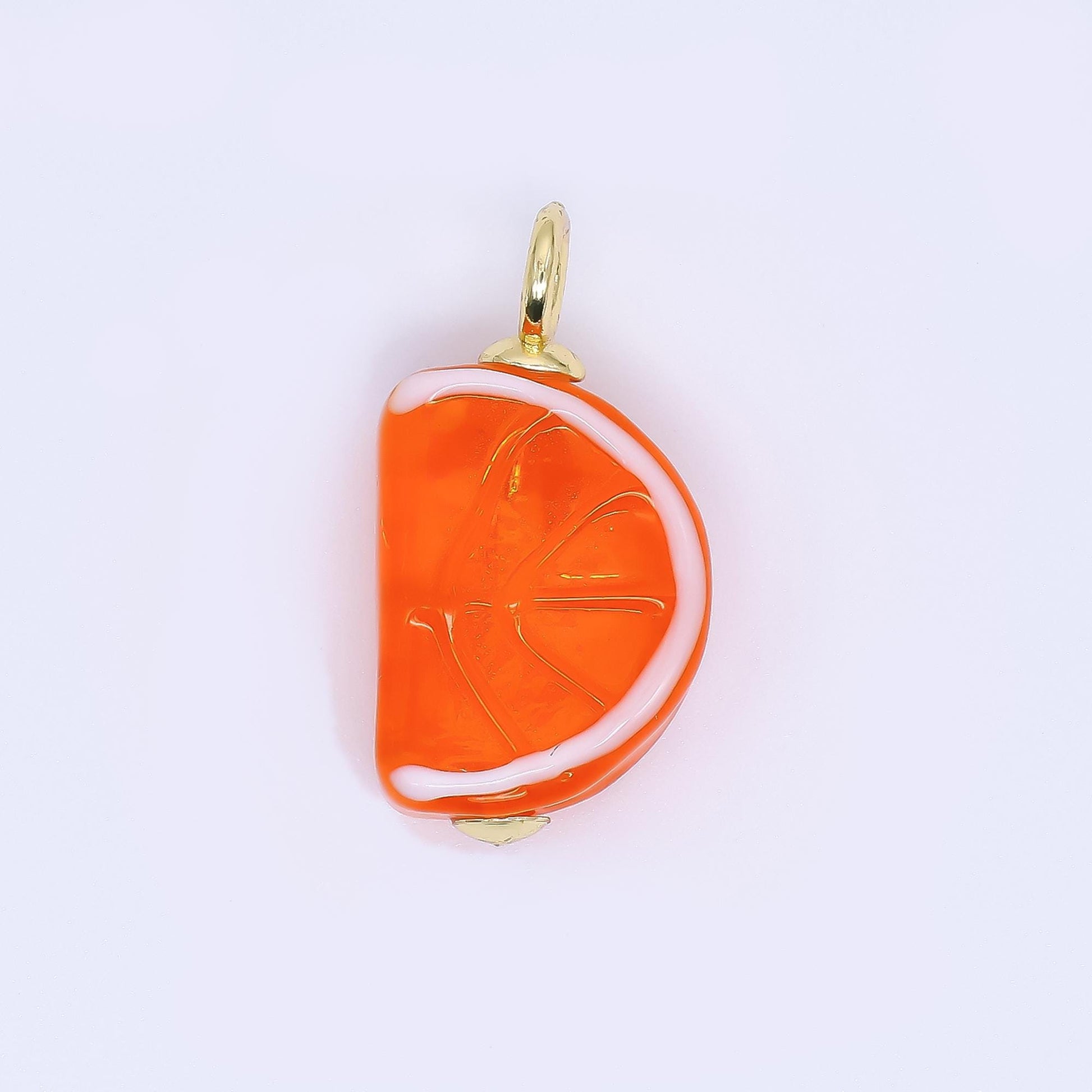 Dainty Glass Orange Fruit Charm Tangerine Pendants 3D e-841